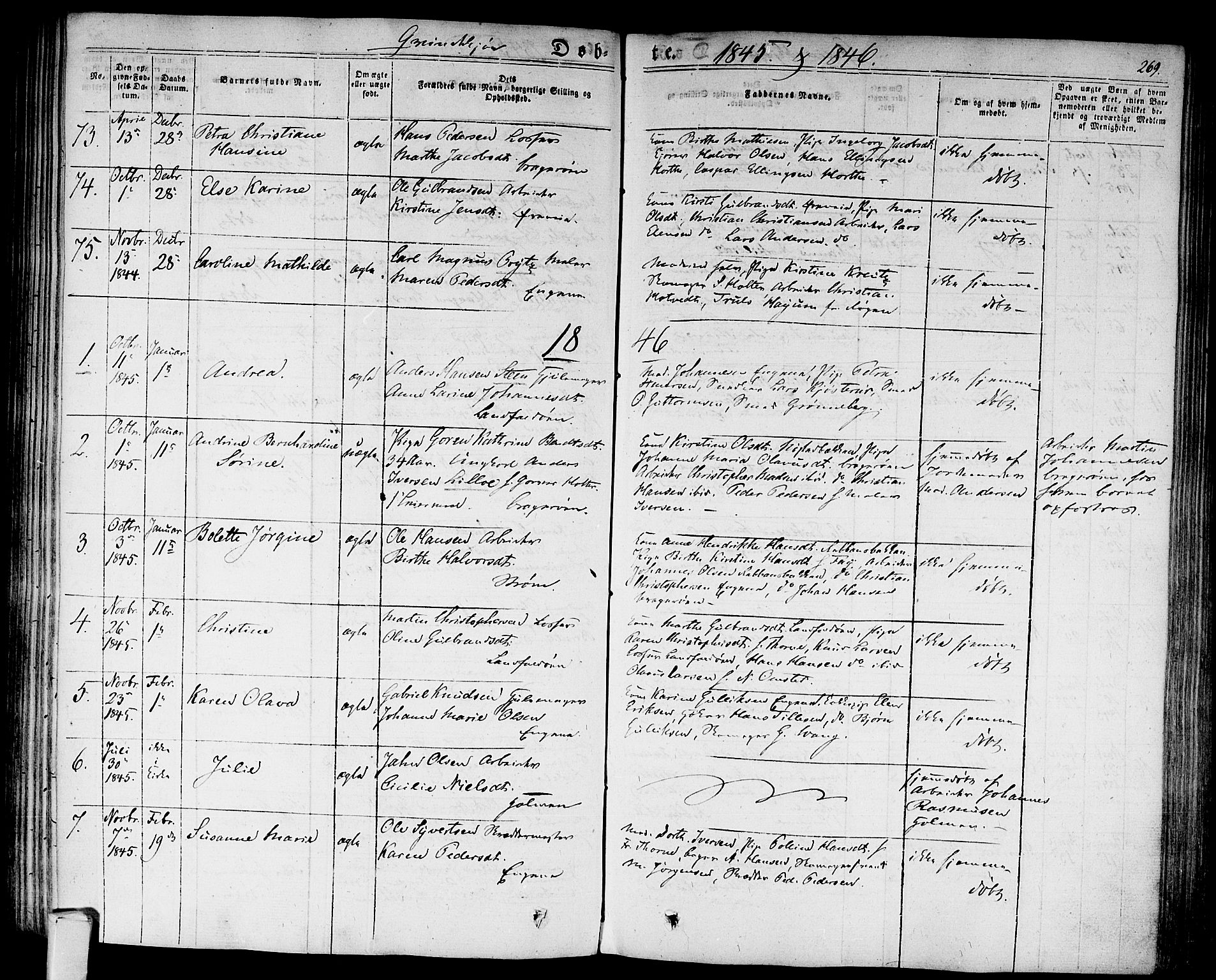 Bragernes kirkebøker, AV/SAKO-A-6/F/Fb/L0001: Parish register (official) no. II 1, 1830-1847, p. 269