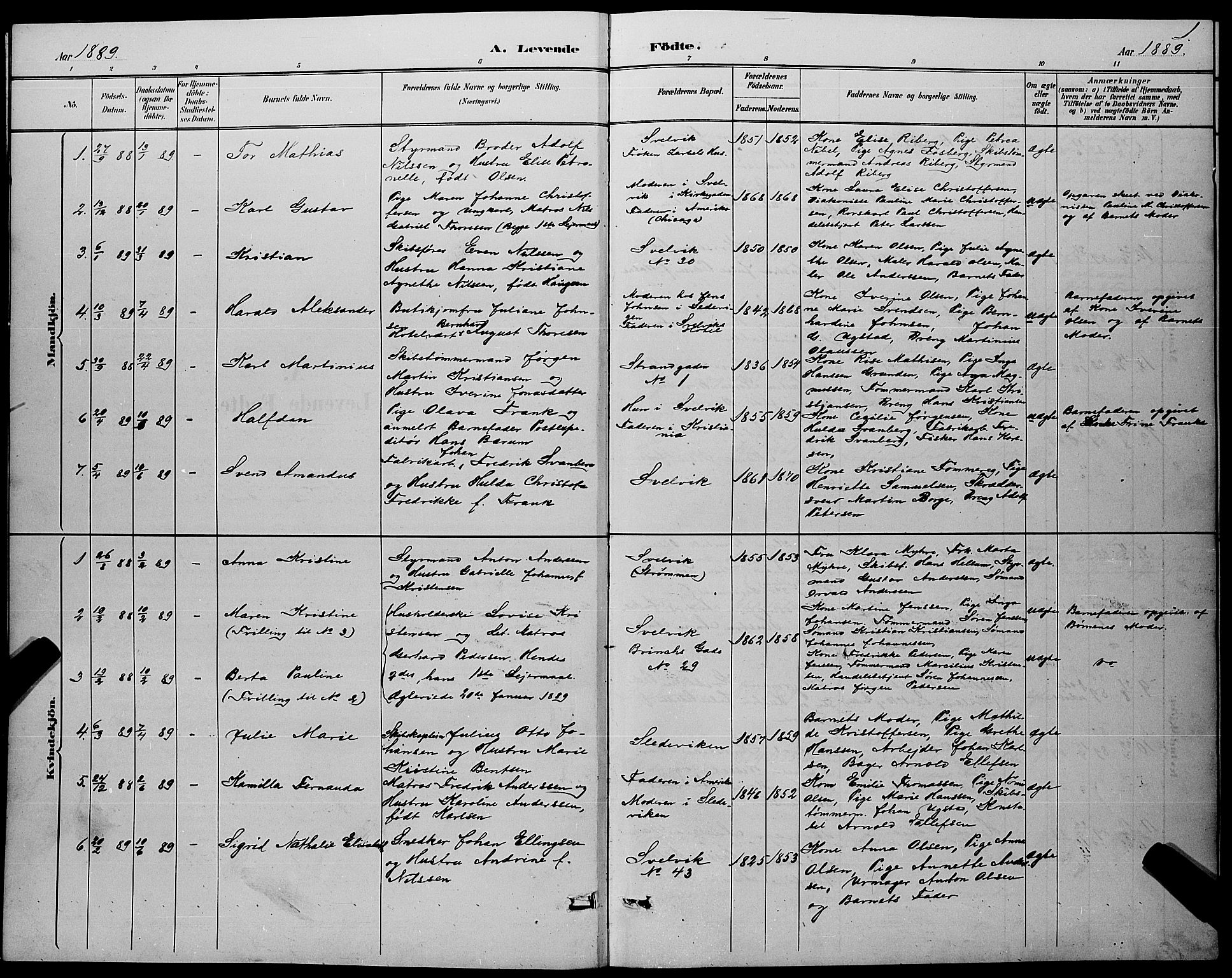 Strømm kirkebøker, SAKO/A-322/G/Gb/L0001: Parish register (copy) no. II 1, 1889-1896, p. 1
