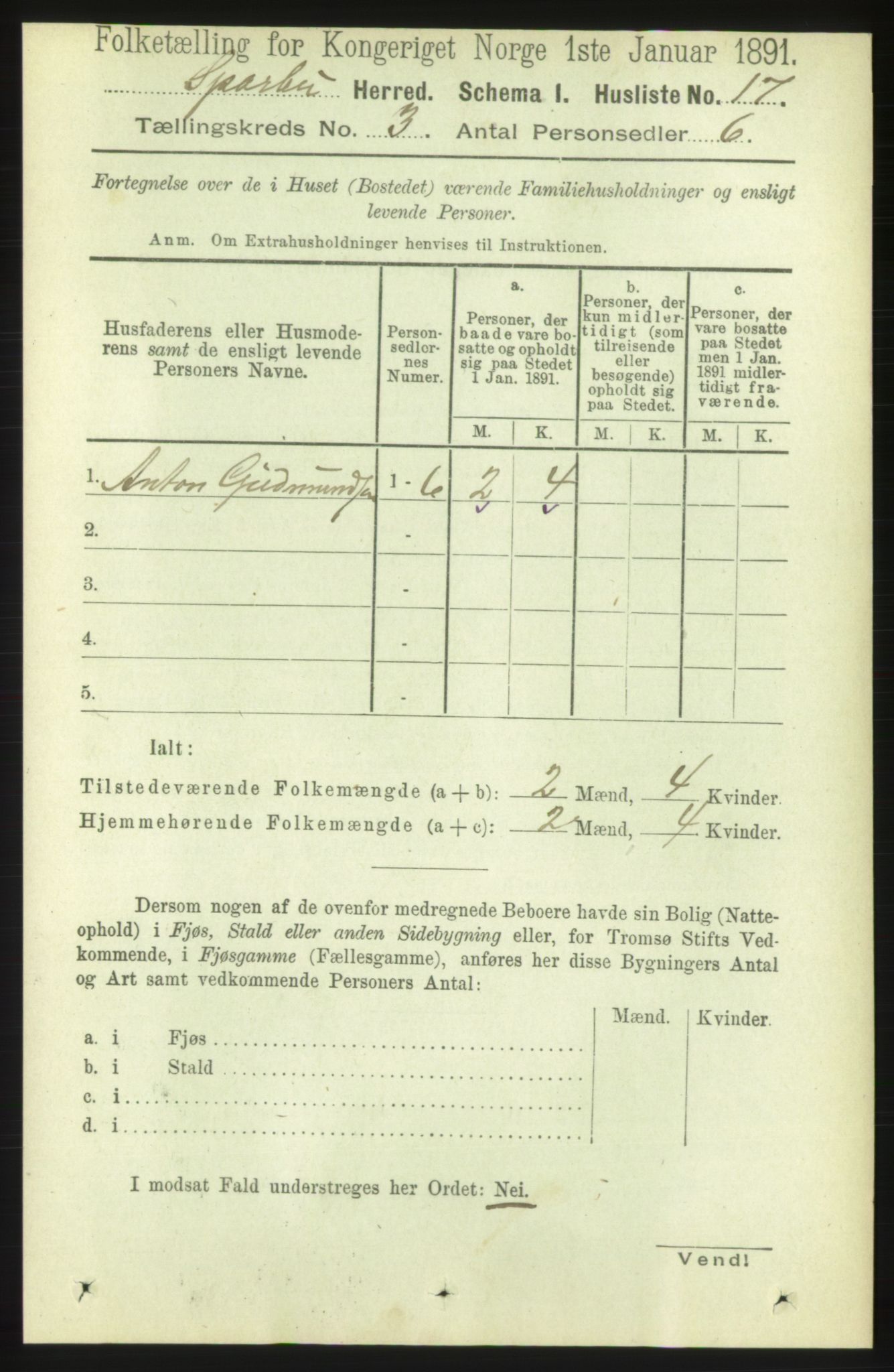 RA, 1891 census for 1731 Sparbu, 1891, p. 812