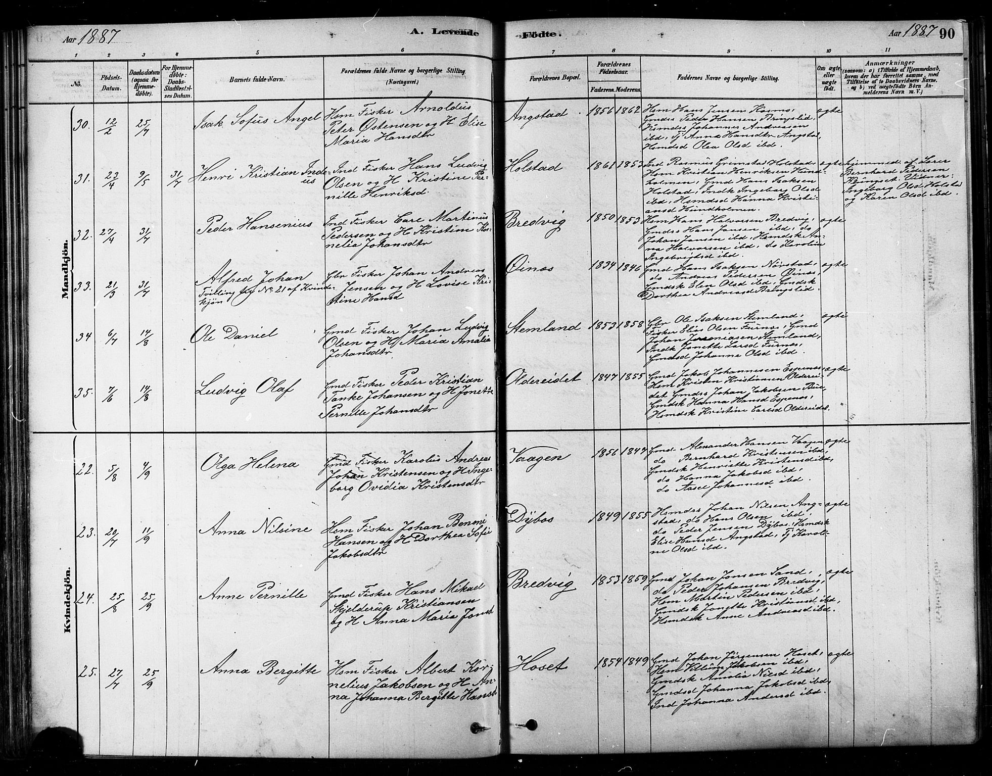 Ministerialprotokoller, klokkerbøker og fødselsregistre - Nordland, AV/SAT-A-1459/852/L0740: Parish register (official) no. 852A10, 1878-1894, p. 90