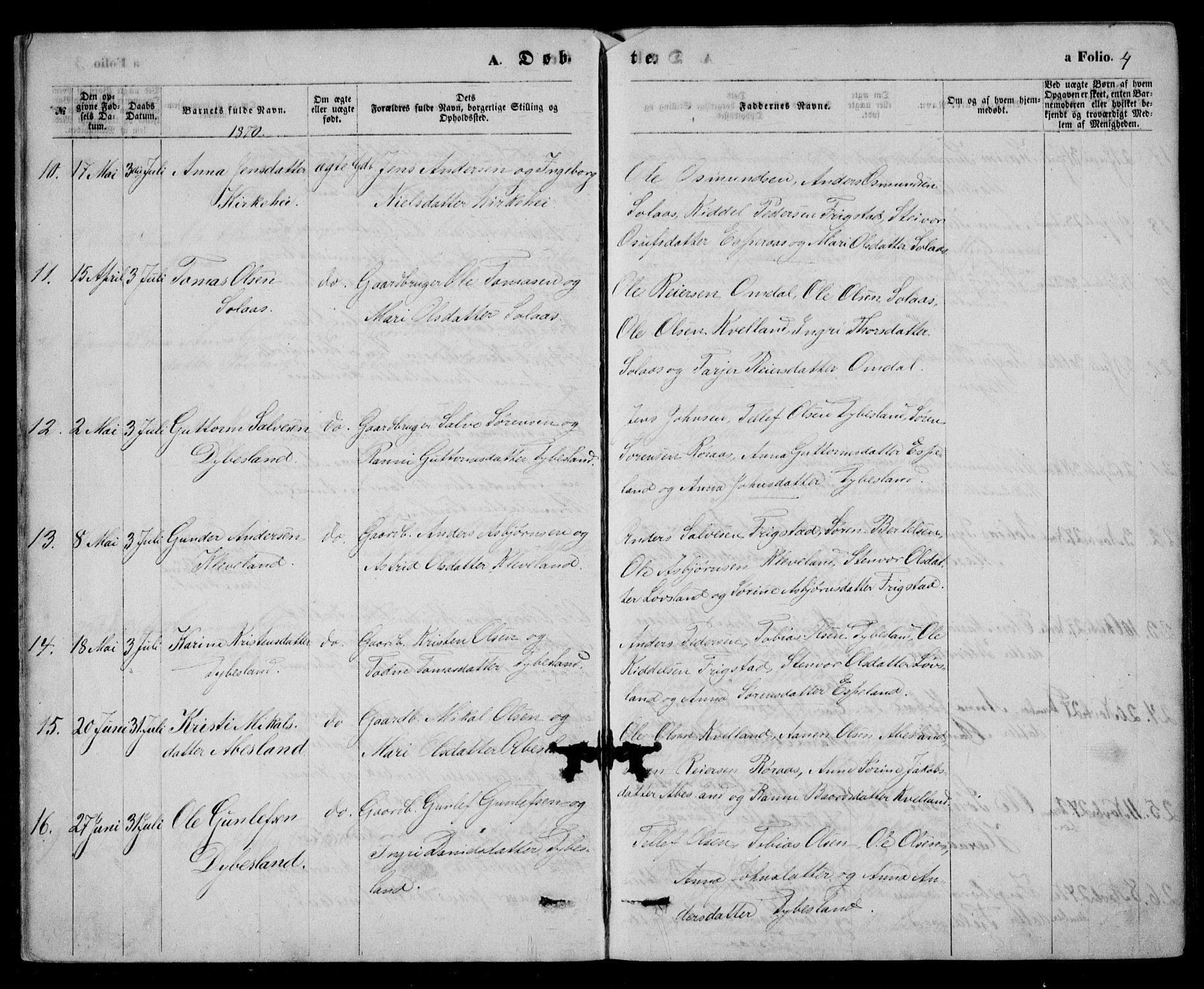 Bjelland sokneprestkontor, AV/SAK-1111-0005/F/Fb/Fbb/L0004: Parish register (copy) no. B 4, 1867-1887, p. 4