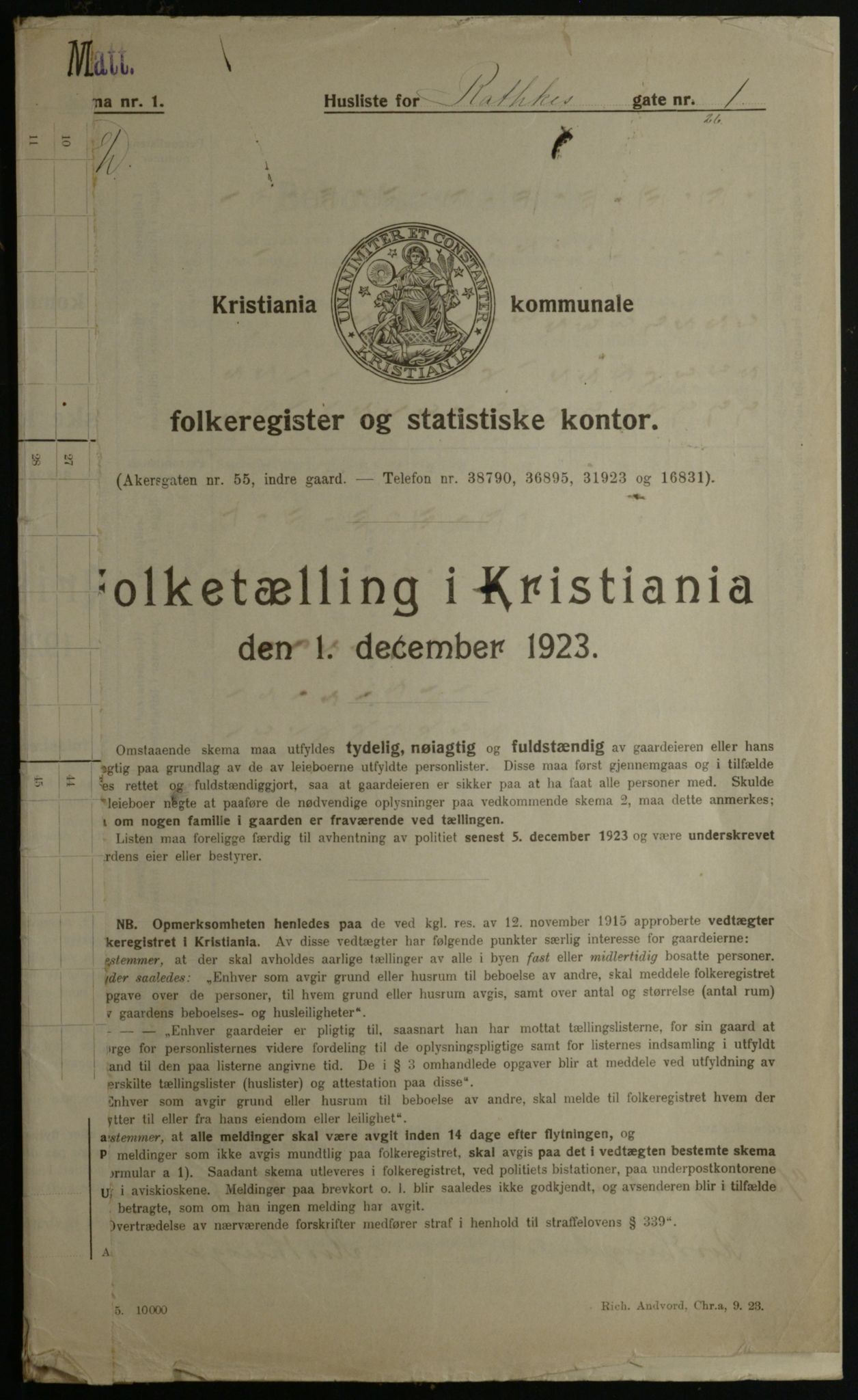 OBA, Municipal Census 1923 for Kristiania, 1923, p. 90570