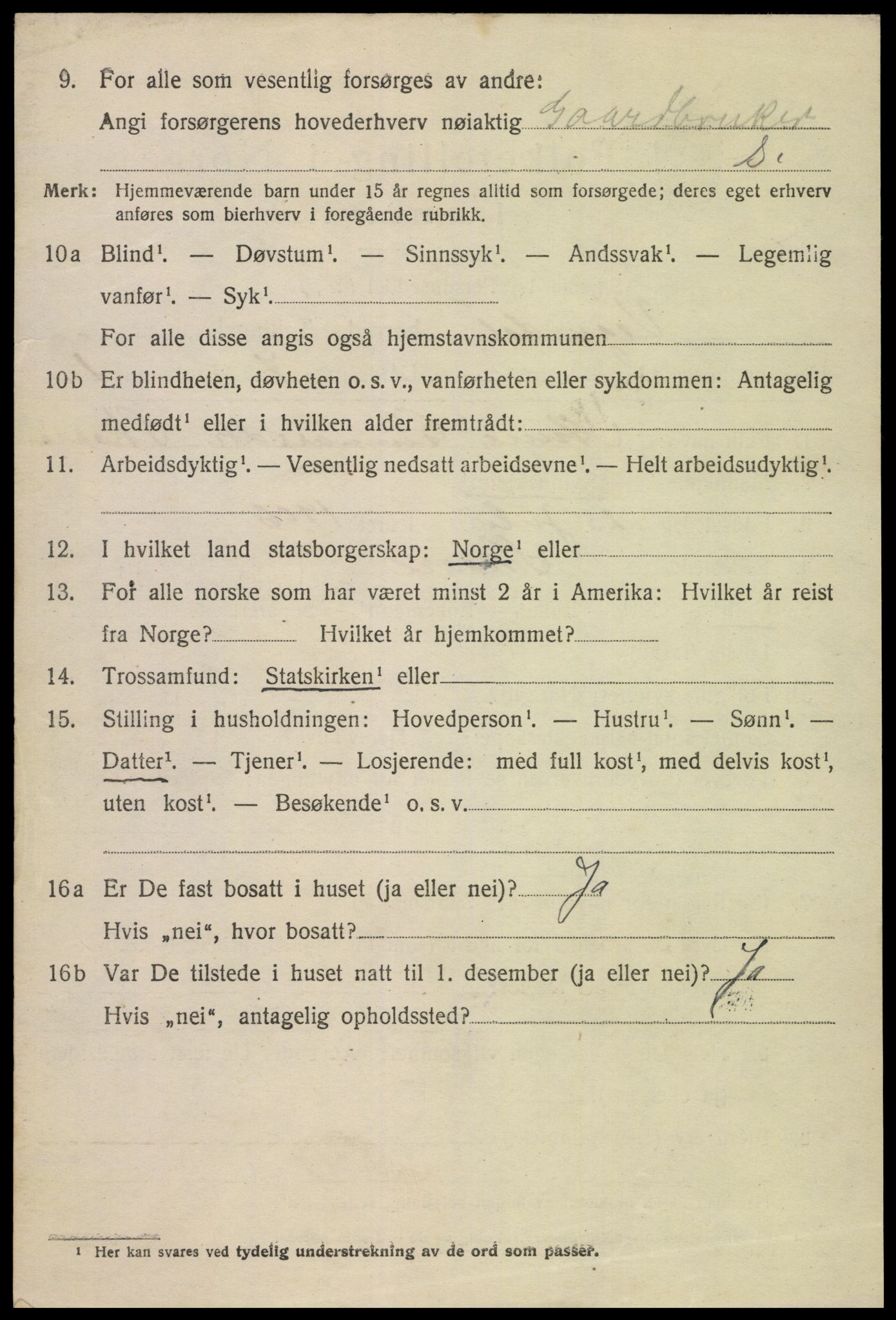 SAK, 1920 census for Vegusdal, 1920, p. 634