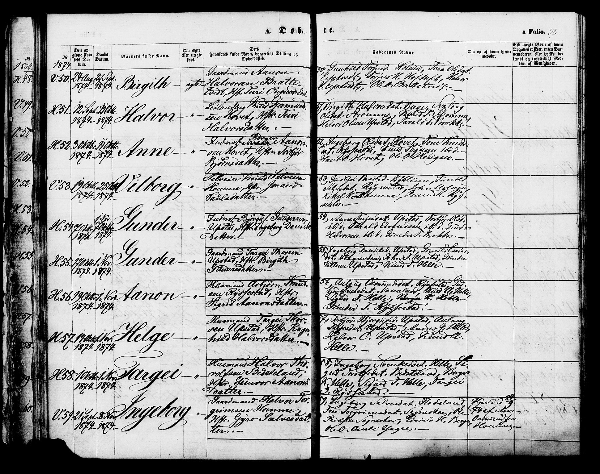 Valle sokneprestkontor, AV/SAK-1111-0044/F/Fa/Fac/L0008: Parish register (official) no. A 8, 1868-1882, p. 38