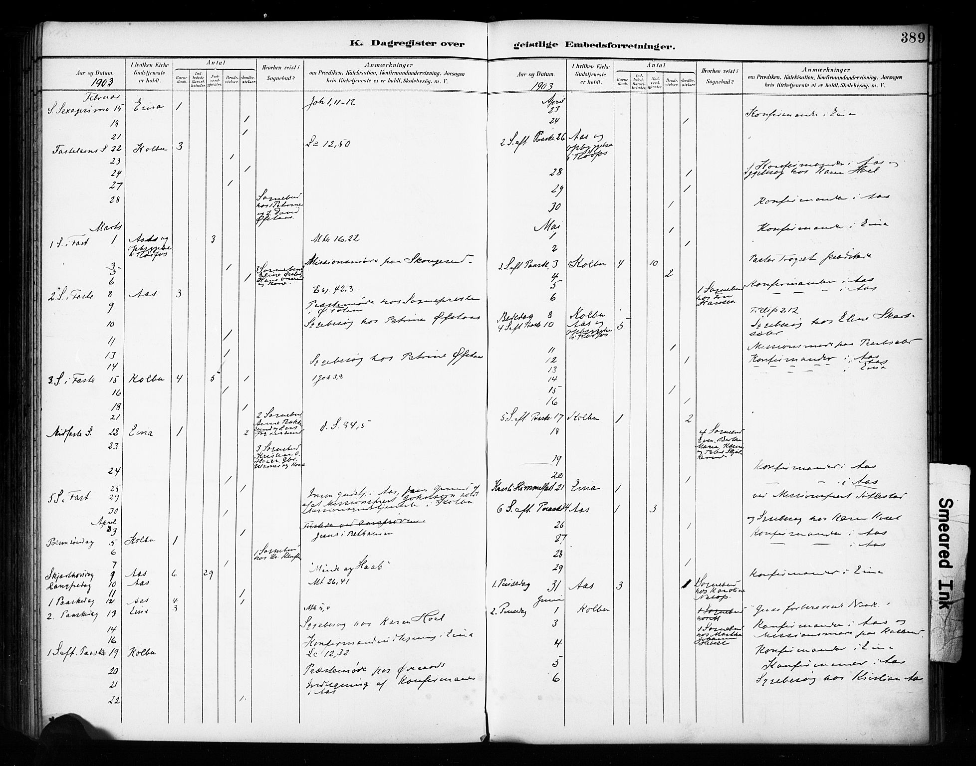 Vestre Toten prestekontor, SAH/PREST-108/H/Ha/Haa/L0011: Parish register (official) no. 11, 1895-1906, p. 389