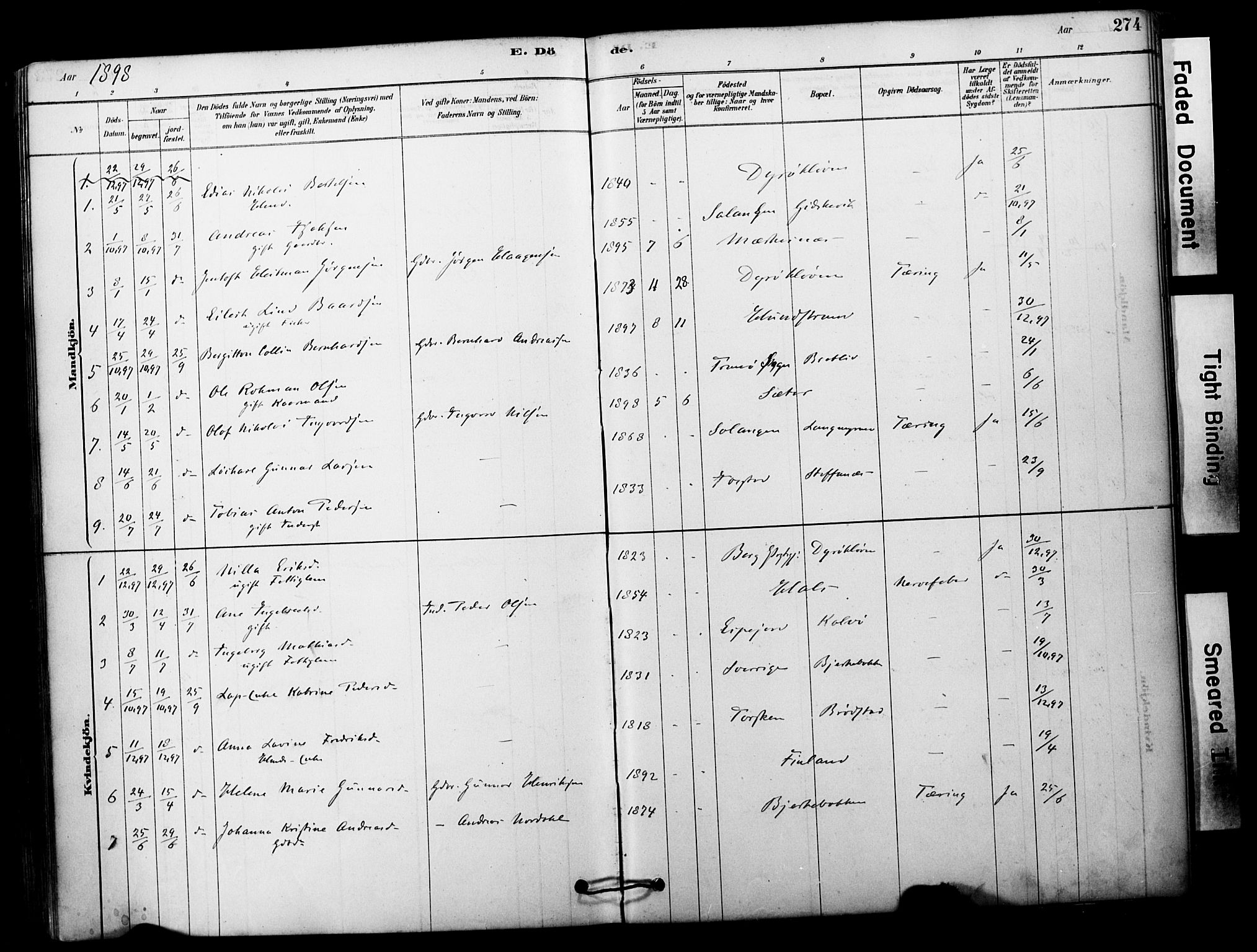 Tranøy sokneprestkontor, SATØ/S-1313/I/Ia/Iaa/L0011kirke: Parish register (official) no. 11, 1878-1904, p. 274