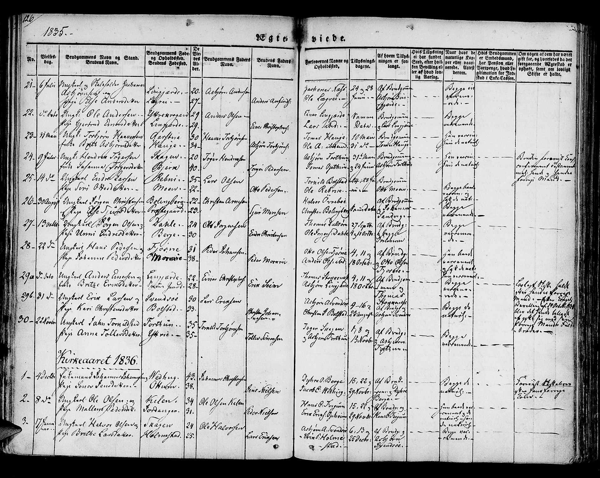 Luster sokneprestembete, SAB/A-81101/H/Haa/Haaa/L0005: Parish register (official) no. A 5, 1831-1841, p. 126
