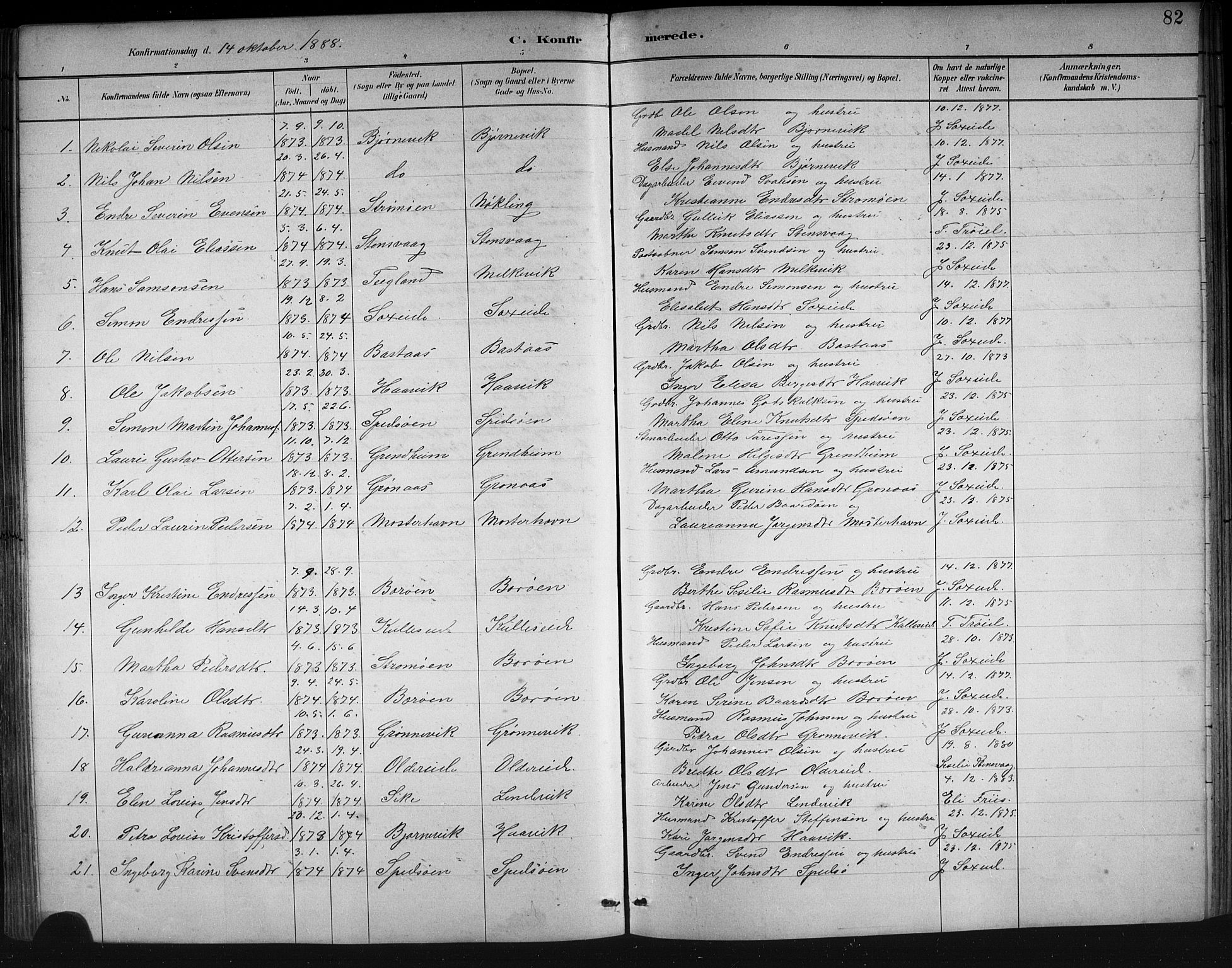 Finnås sokneprestembete, SAB/A-99925/H/Ha/Hab/Haba/L0003: Parish register (copy) no. A 3, 1883-1900, p. 82