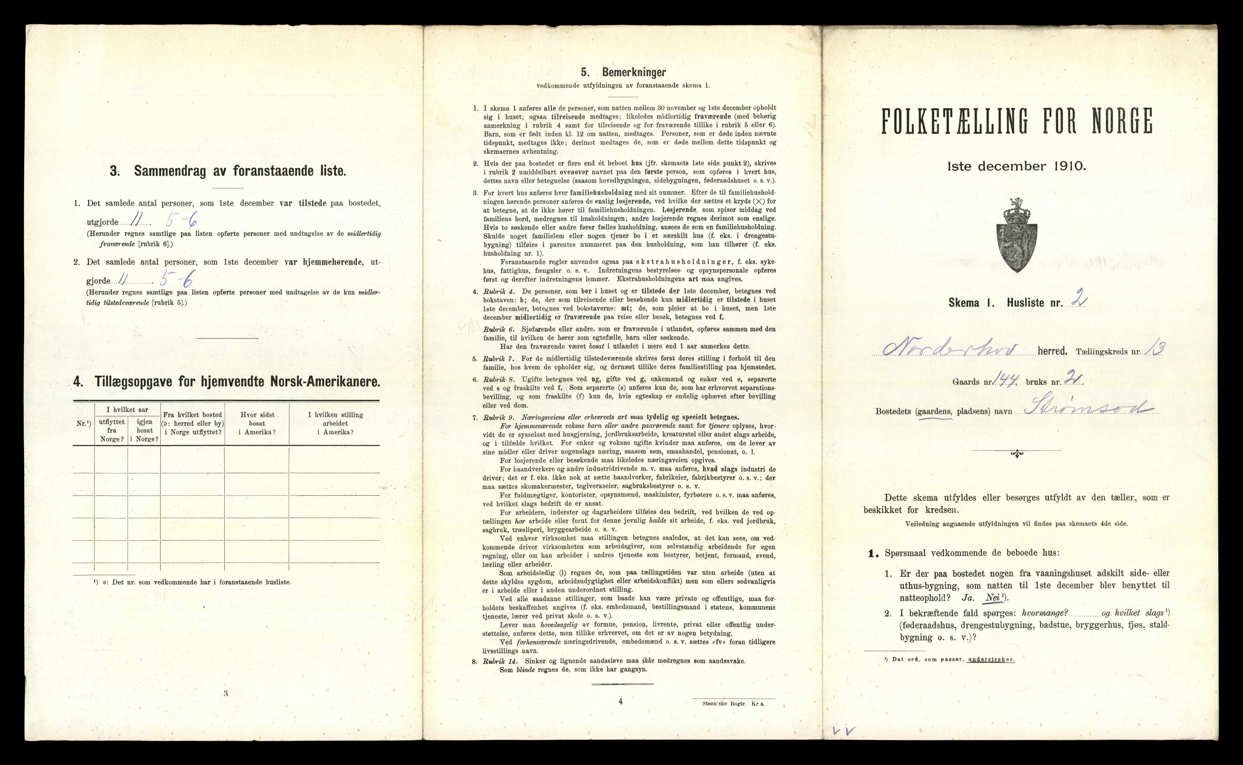 RA, 1910 census for Norderhov, 1910, p. 2994