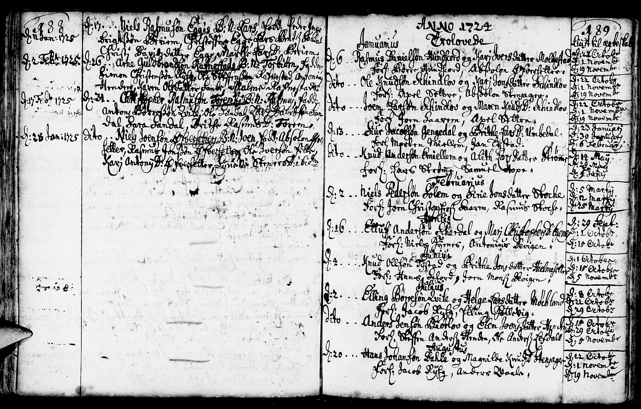 Gloppen sokneprestembete, AV/SAB-A-80101/H/Haa/Haaa/L0002: Parish register (official) no. A 2, 1712-1735, p. 188-189