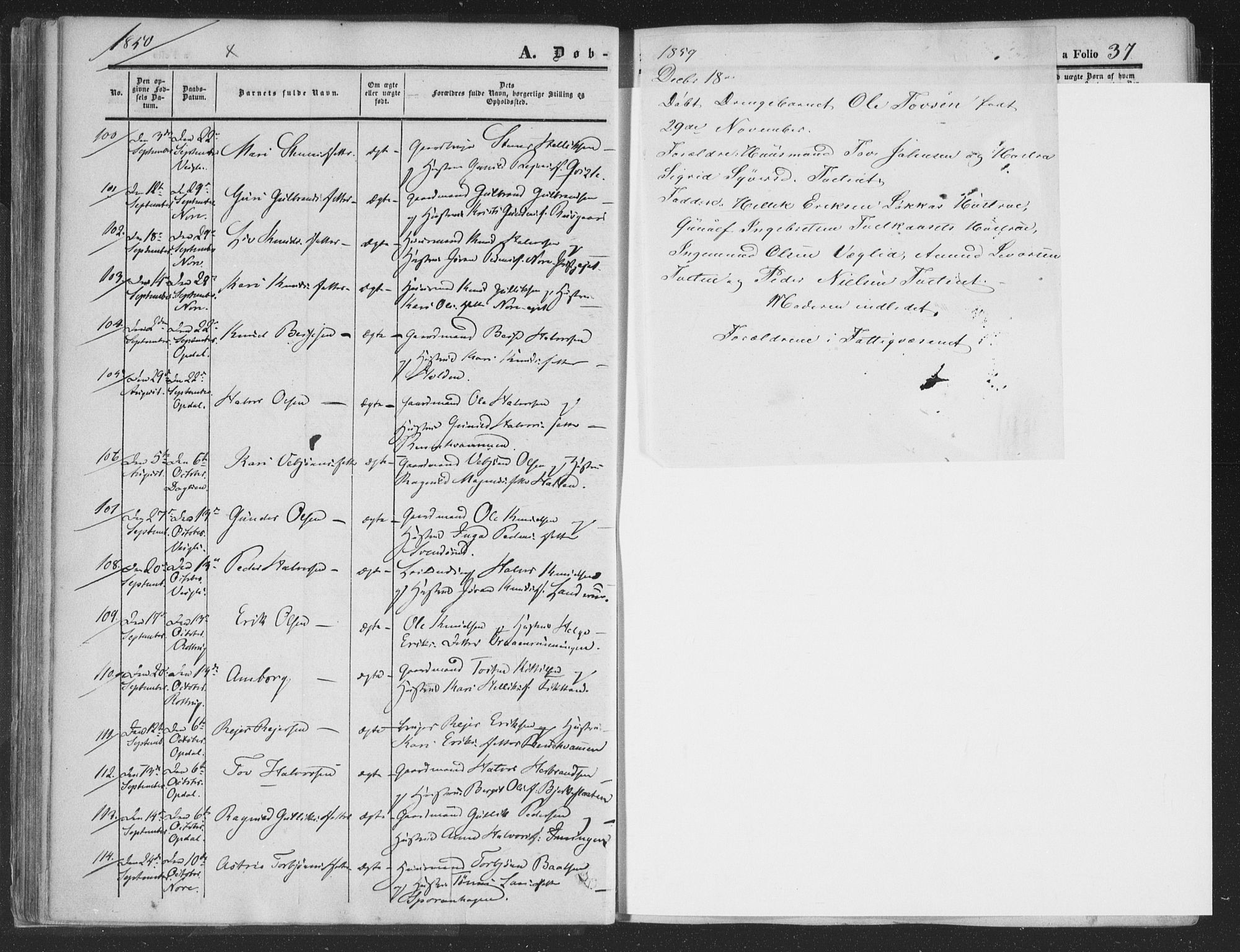 Rollag kirkebøker, SAKO/A-240/F/Fa/L0008: Parish register (official) no. I 8, 1847-1860, p. 37