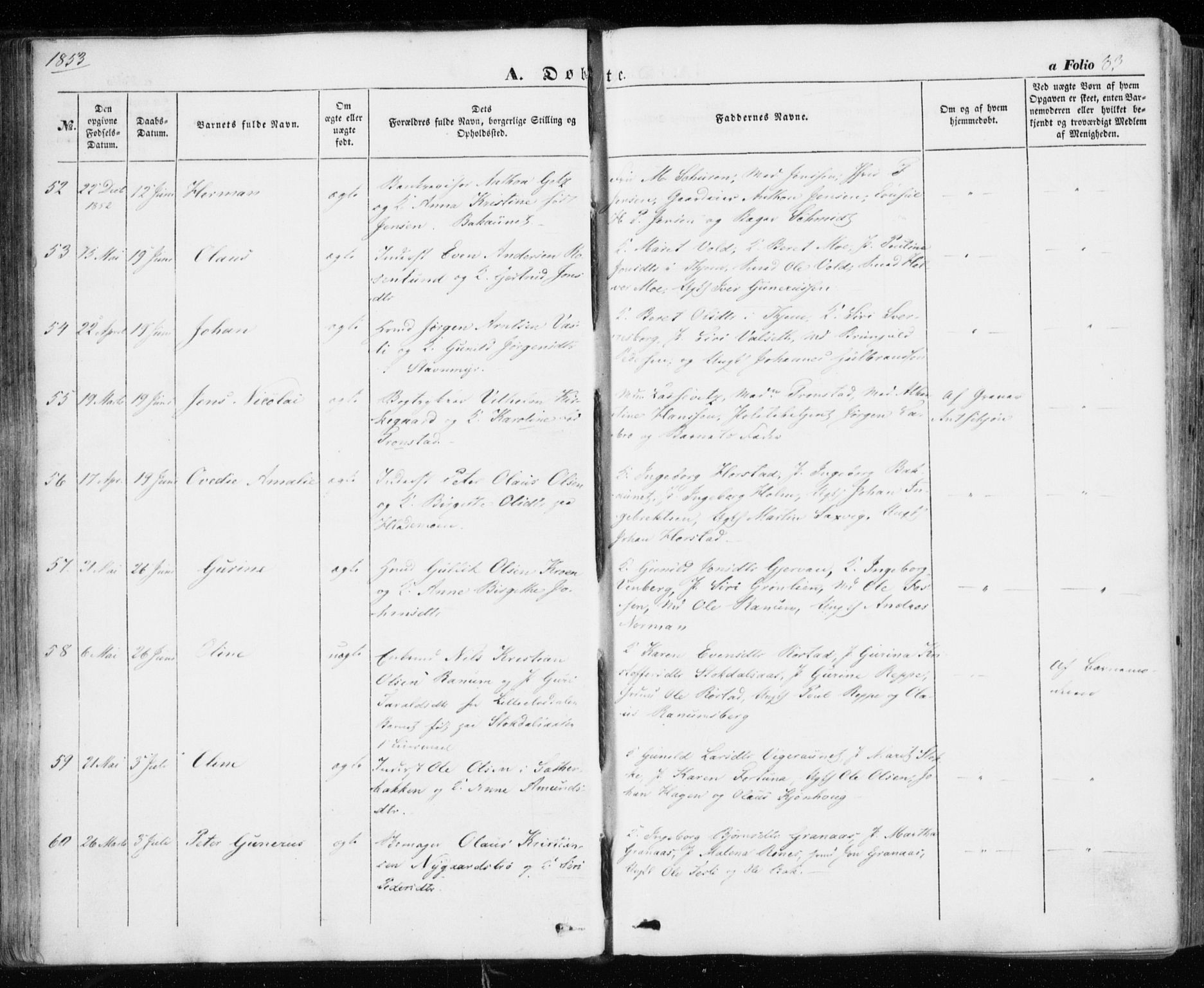 Ministerialprotokoller, klokkerbøker og fødselsregistre - Sør-Trøndelag, AV/SAT-A-1456/606/L0291: Parish register (official) no. 606A06, 1848-1856, p. 83