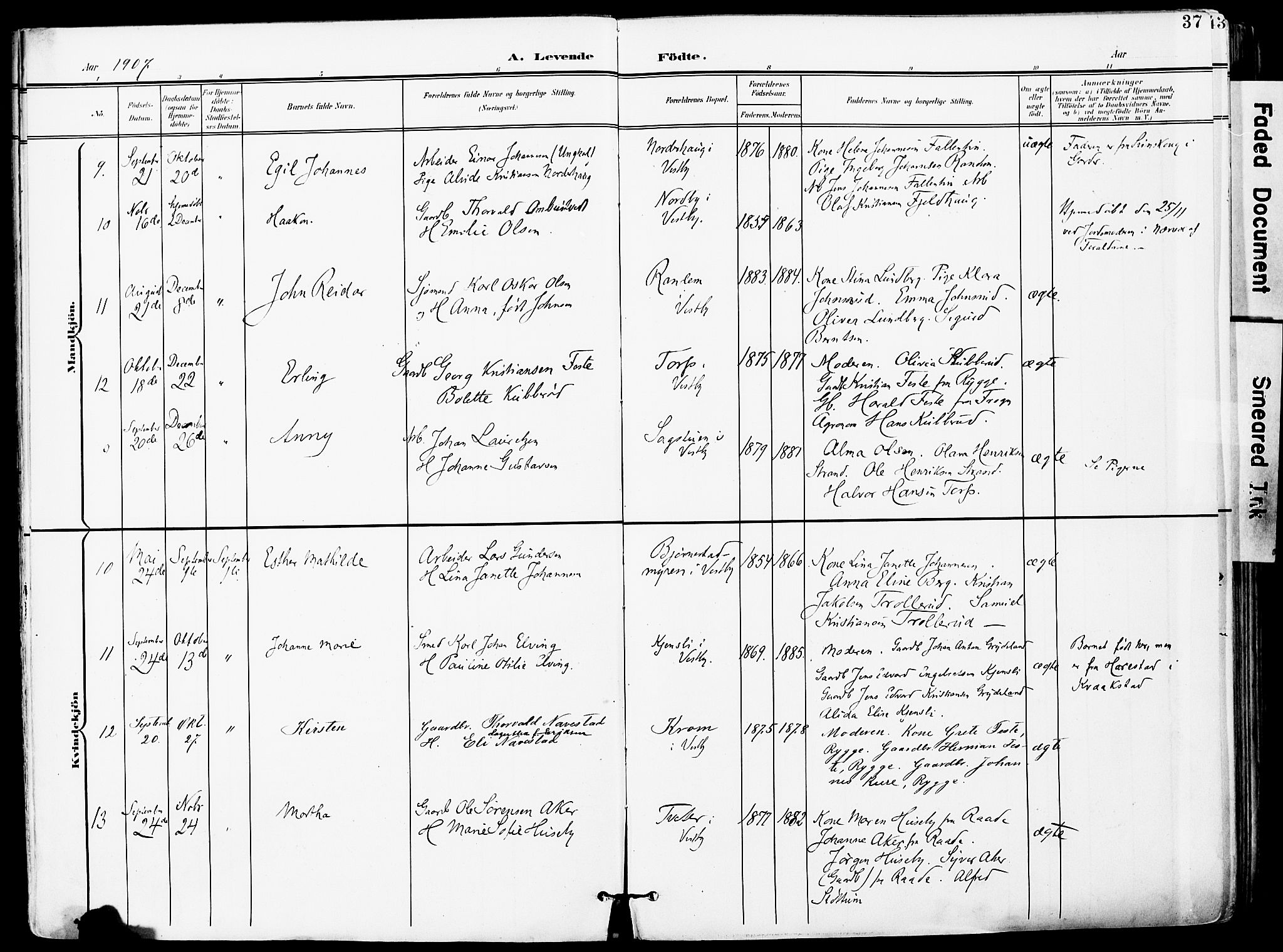 Vestby prestekontor Kirkebøker, AV/SAO-A-10893/F/Fa/L0010: Parish register (official) no. I 10, 1900-1926, p. 37