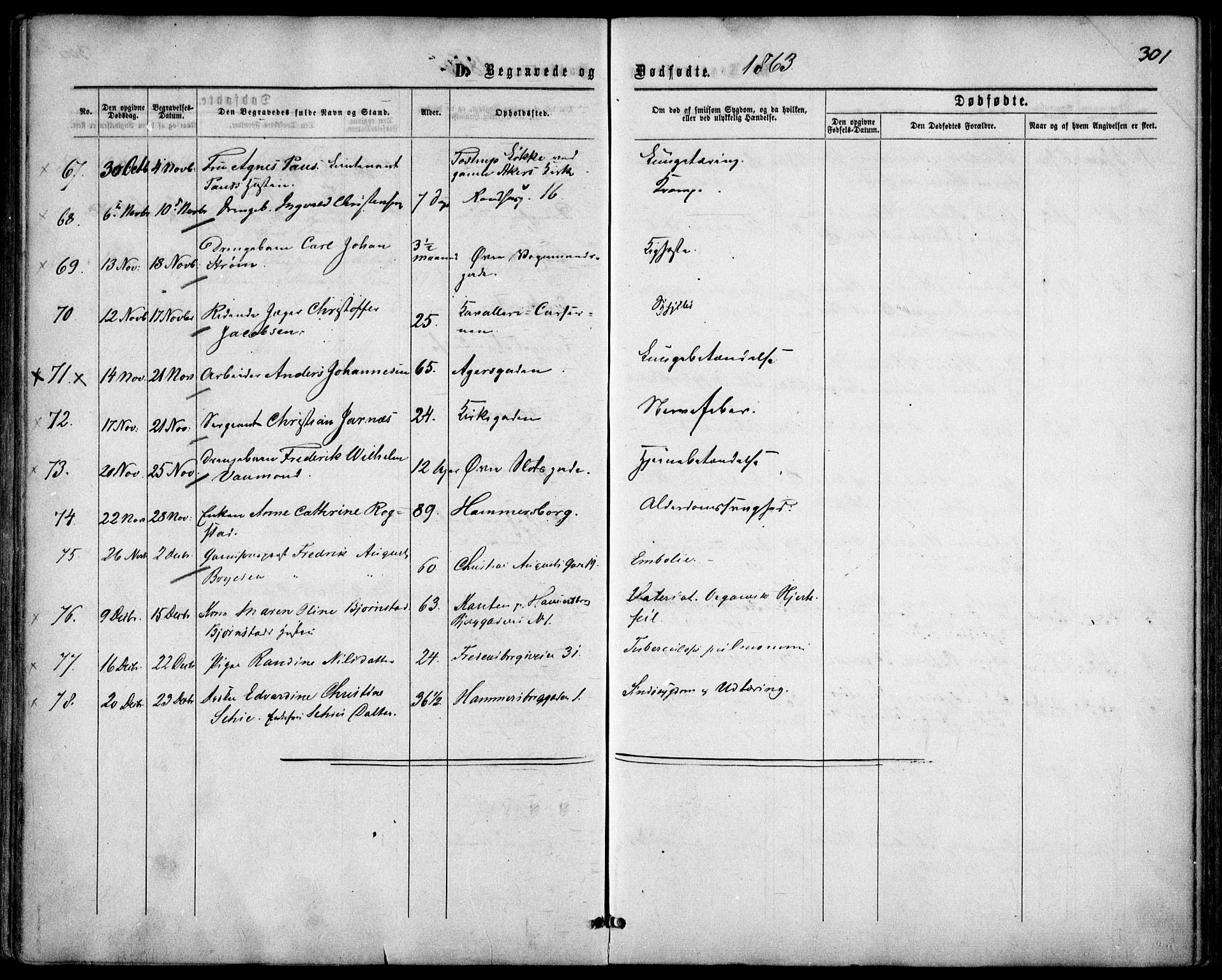 Garnisonsmenigheten Kirkebøker, SAO/A-10846/F/Fa/L0010: Parish register (official) no. 10, 1859-1869, p. 301