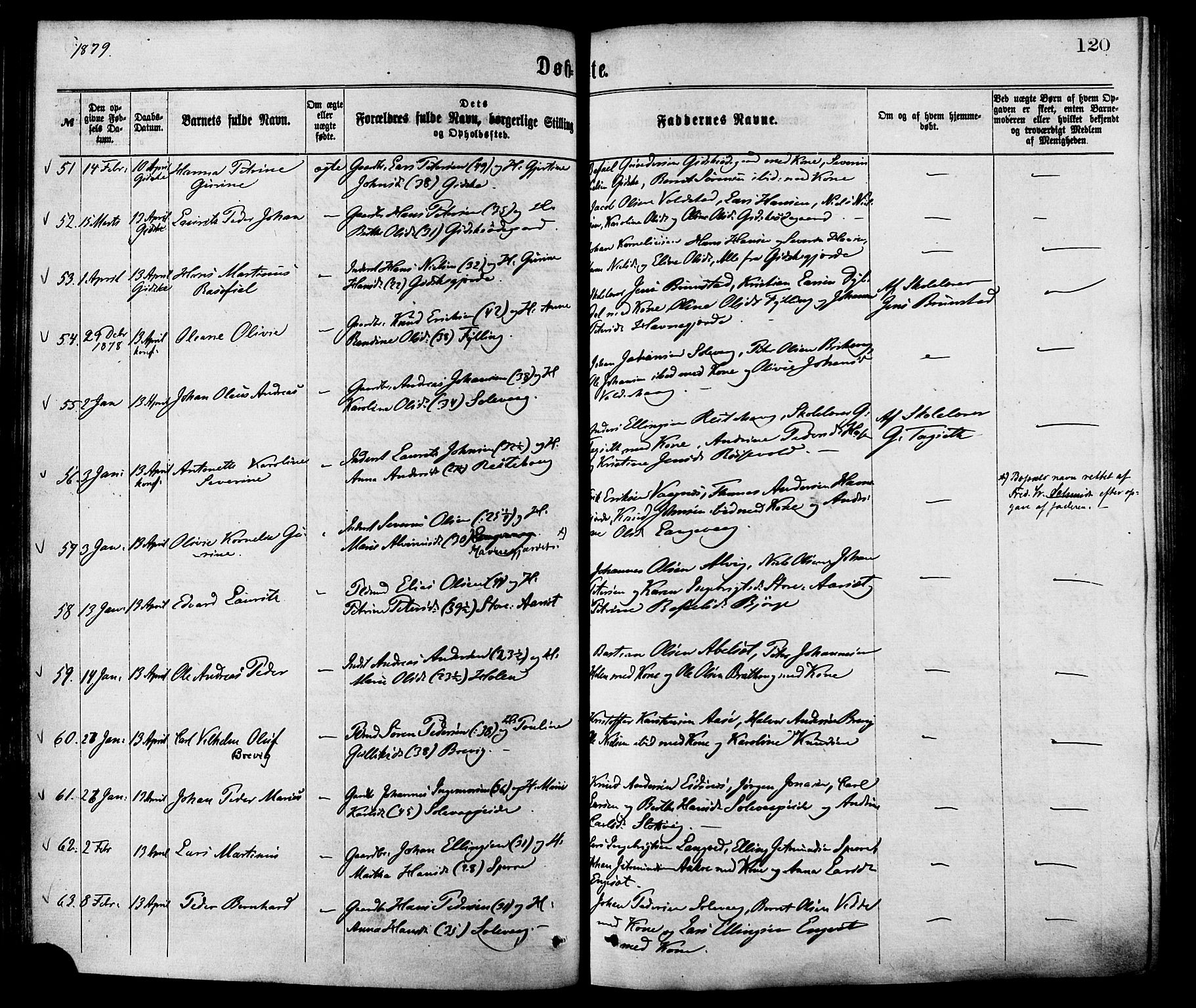 Ministerialprotokoller, klokkerbøker og fødselsregistre - Møre og Romsdal, AV/SAT-A-1454/528/L0400: Parish register (official) no. 528A11, 1871-1879, p. 120