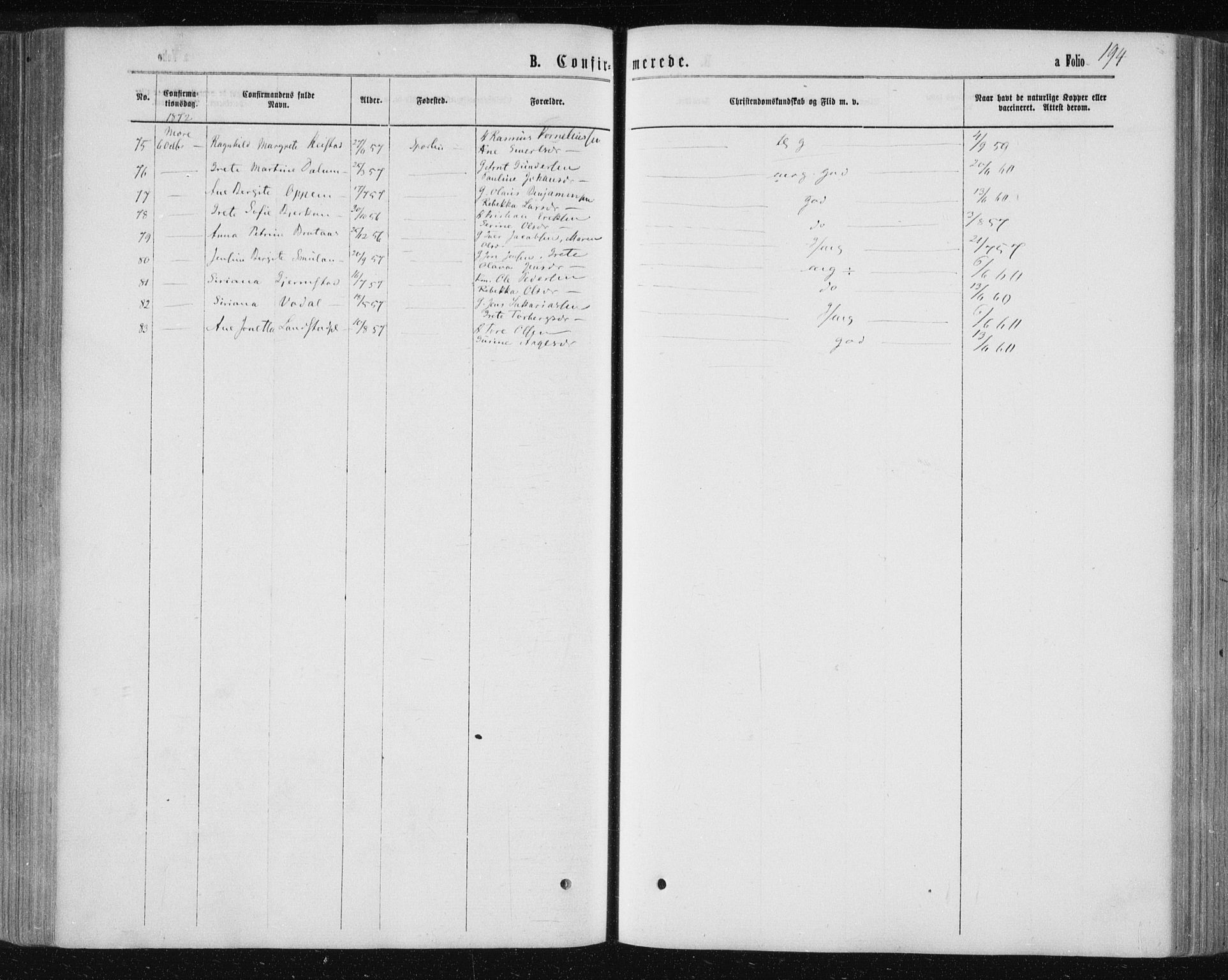 Ministerialprotokoller, klokkerbøker og fødselsregistre - Nord-Trøndelag, SAT/A-1458/735/L0345: Parish register (official) no. 735A08 /1, 1863-1872, p. 194
