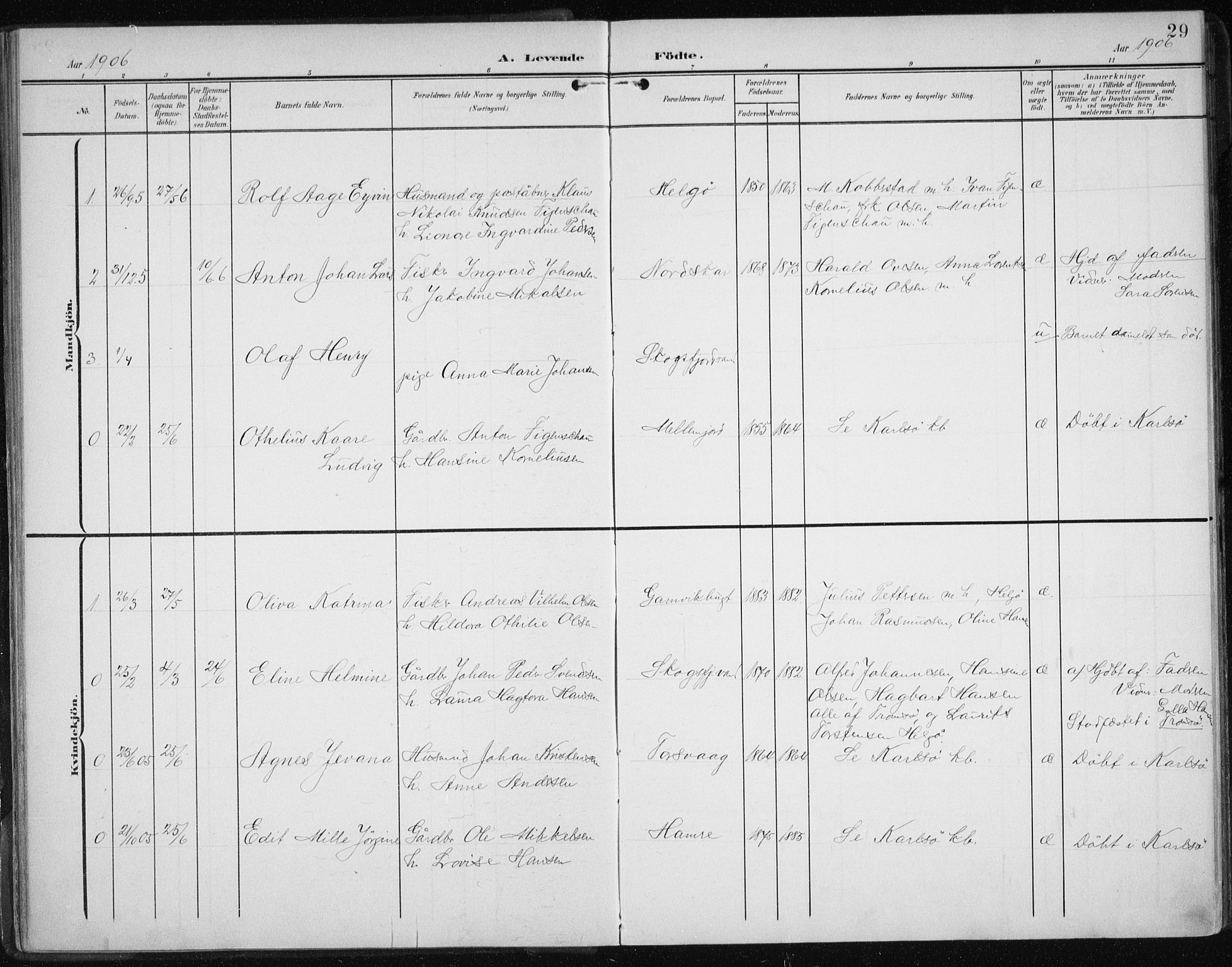 Karlsøy sokneprestembete, SATØ/S-1299/H/Ha/Haa/L0013kirke: Parish register (official) no. 13, 1902-1916, p. 29