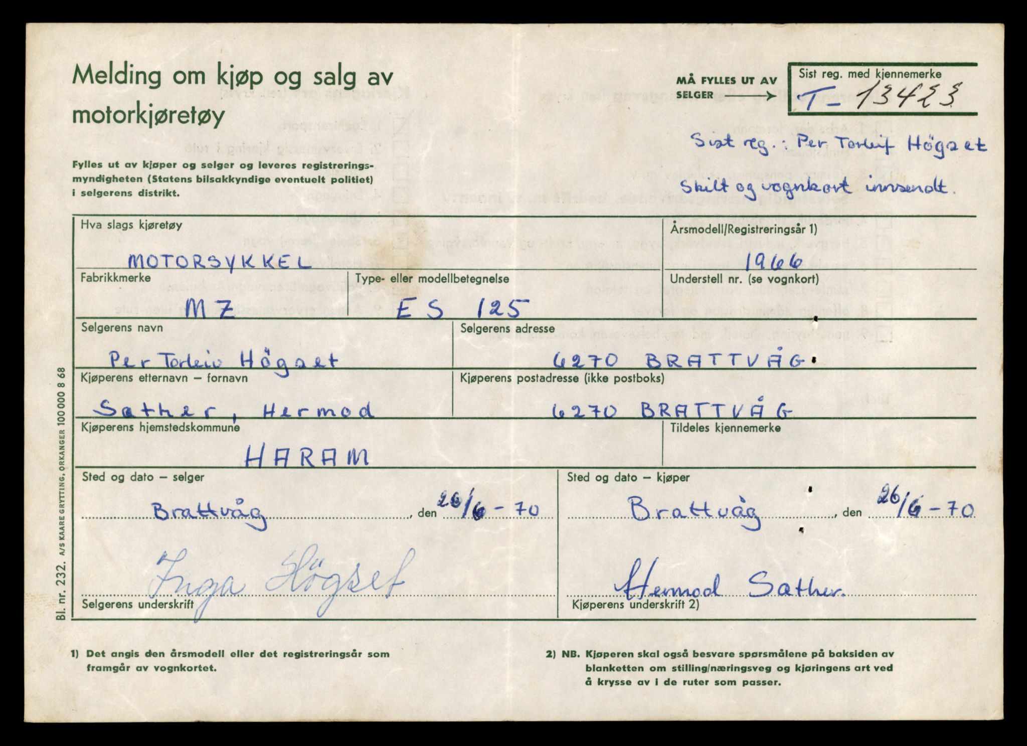 Møre og Romsdal vegkontor - Ålesund trafikkstasjon, AV/SAT-A-4099/F/Fe/L0039: Registreringskort for kjøretøy T 13361 - T 13530, 1927-1998, p. 1047