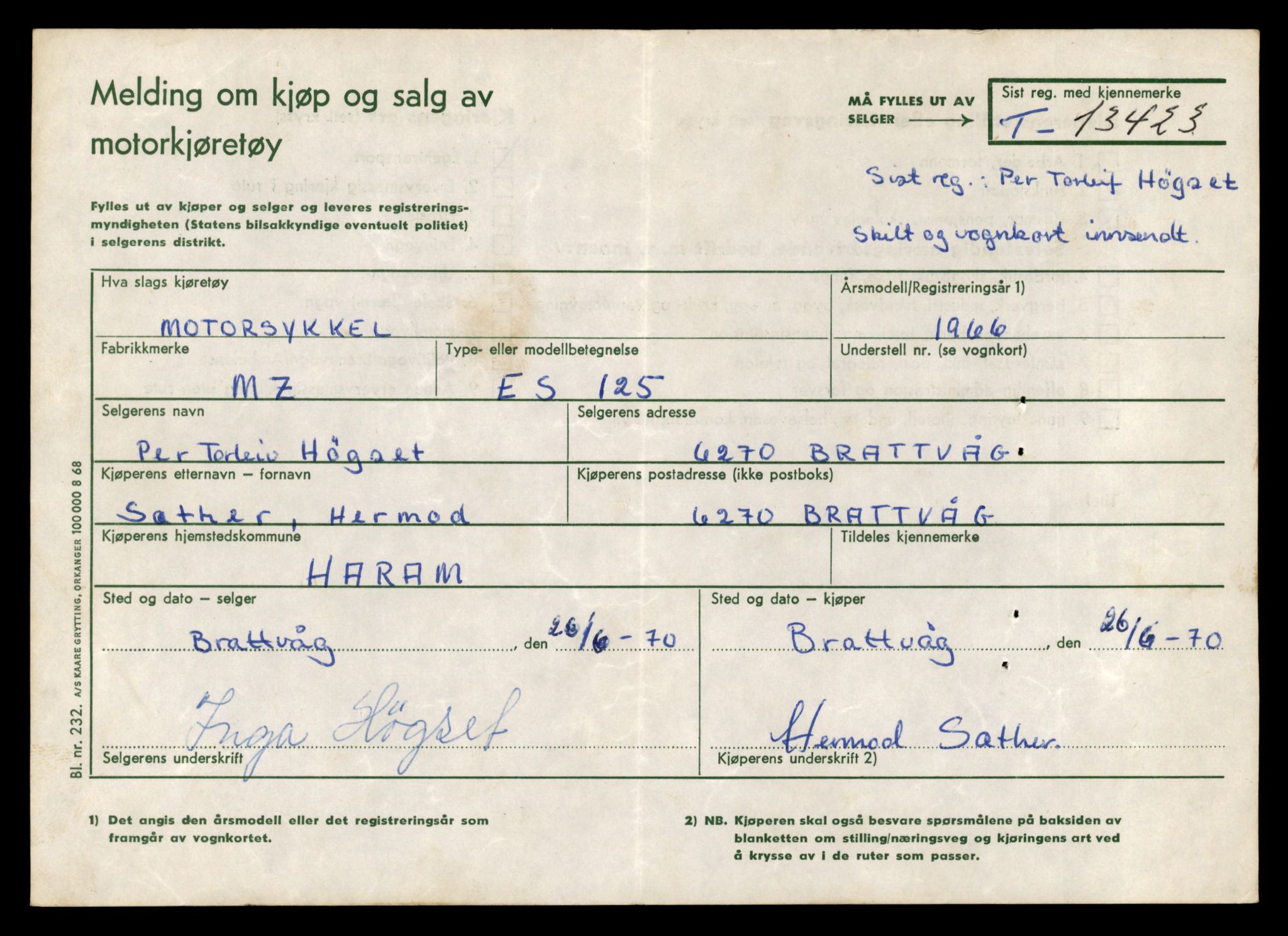 Møre og Romsdal vegkontor - Ålesund trafikkstasjon, SAT/A-4099/F/Fe/L0039: Registreringskort for kjøretøy T 13361 - T 13530, 1927-1998, p. 1047