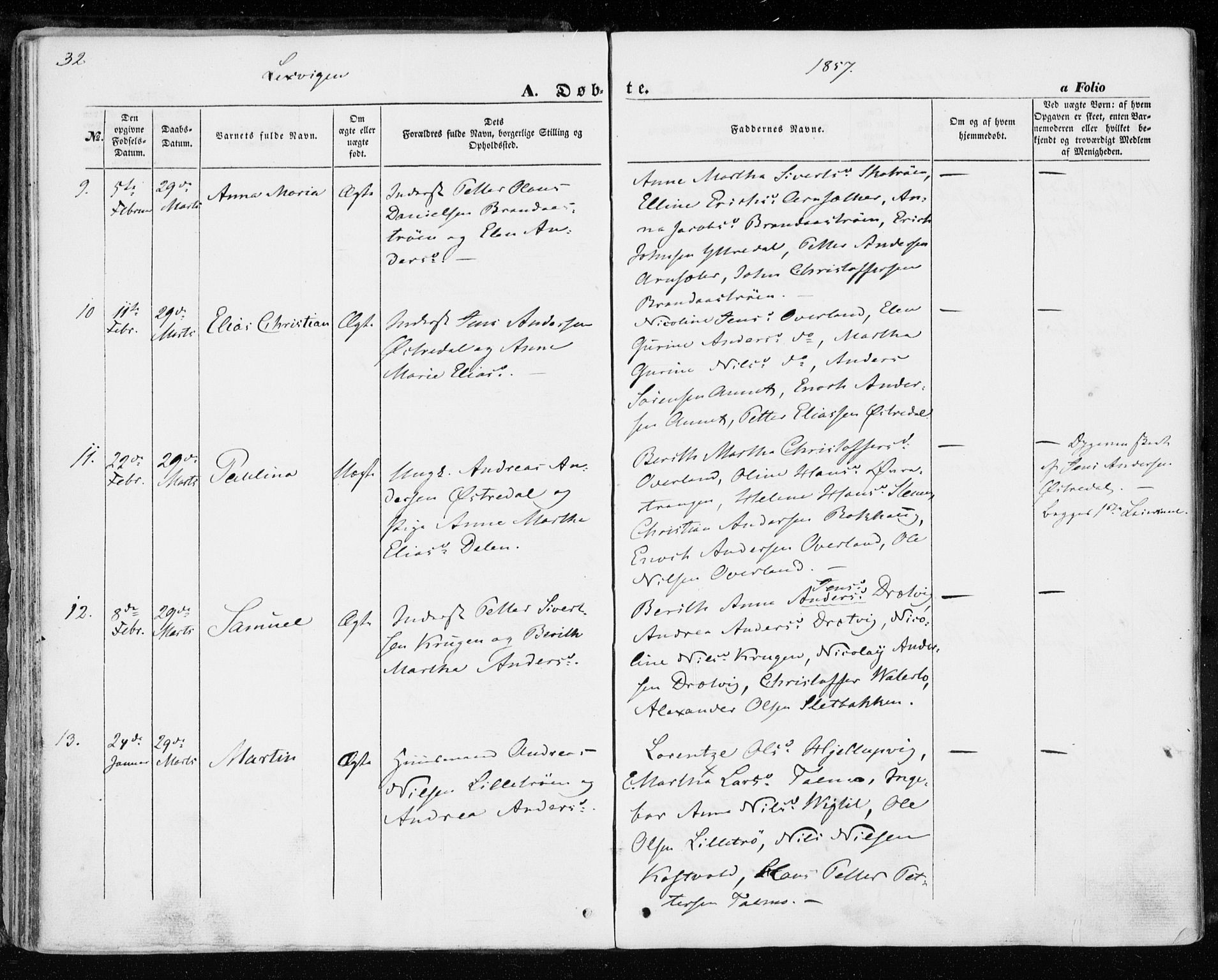 Ministerialprotokoller, klokkerbøker og fødselsregistre - Nord-Trøndelag, SAT/A-1458/701/L0008: Parish register (official) no. 701A08 /1, 1854-1863, p. 32