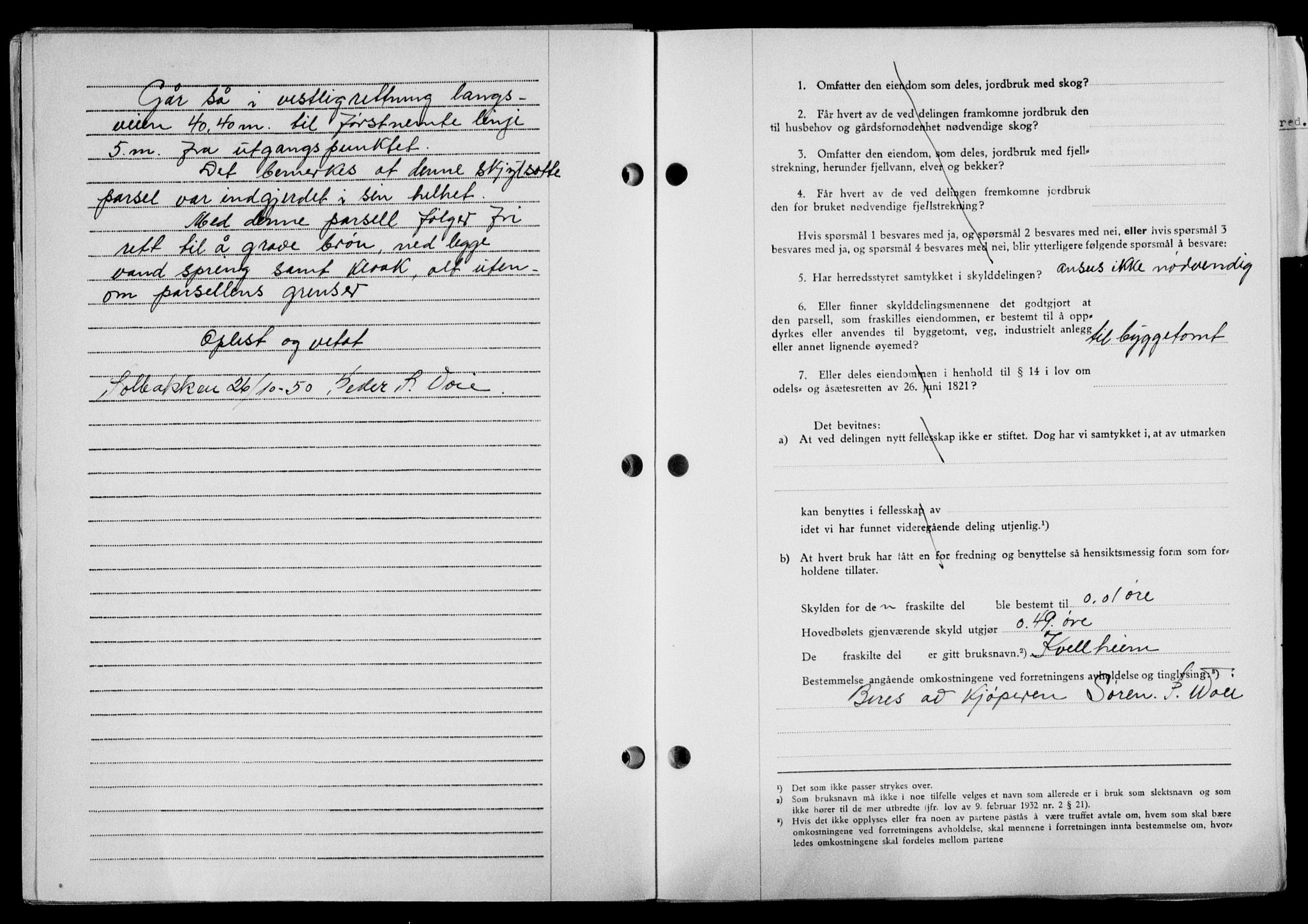 Lofoten sorenskriveri, SAT/A-0017/1/2/2C/L0024a: Mortgage book no. 24a, 1950-1950, Diary no: : 3064/1950