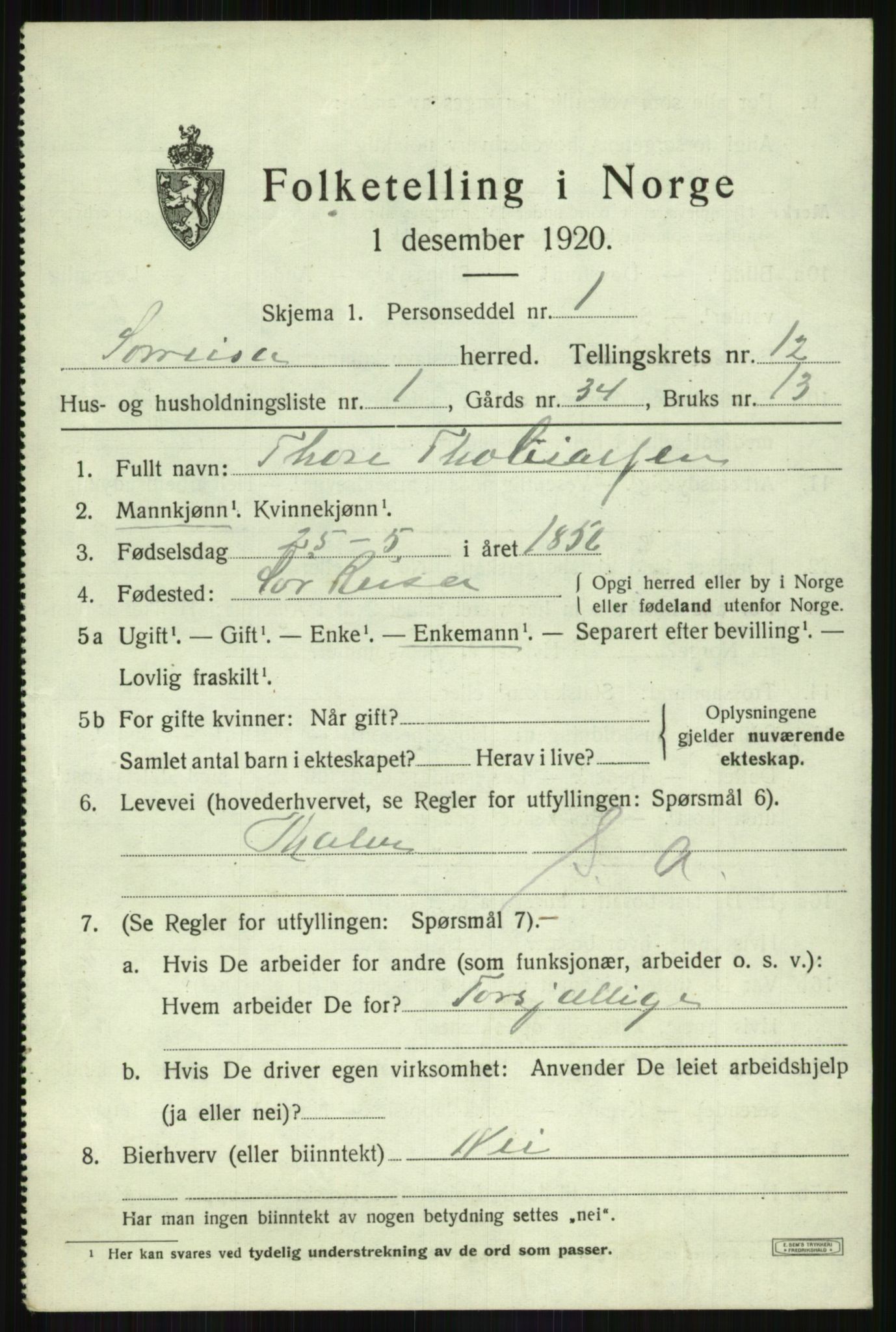 SATØ, 1920 census for Sørreisa, 1920, p. 5088