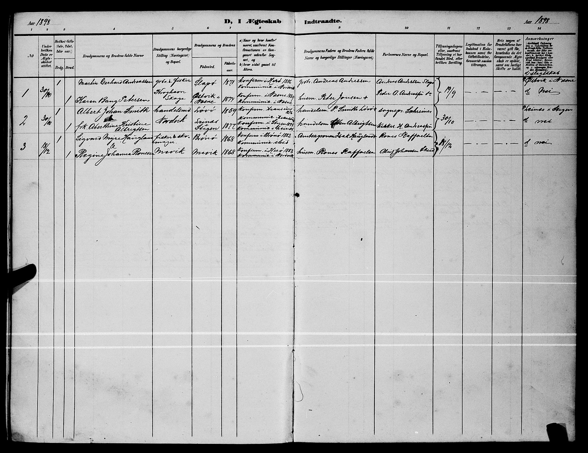 Ministerialprotokoller, klokkerbøker og fødselsregistre - Nordland, AV/SAT-A-1459/836/L0537: Parish register (copy) no. 836C01, 1892-1900