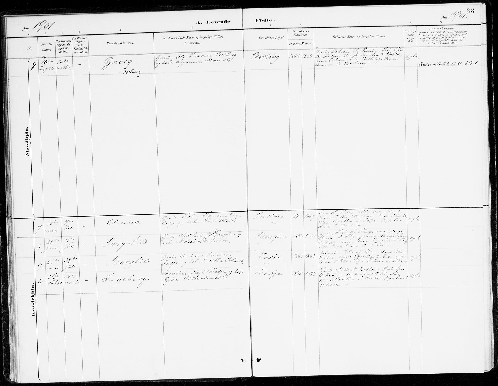 Leikanger sokneprestembete, AV/SAB-A-81001/H/Haa/Haad/L0001: Parish register (official) no. D 1, 1887-1922, p. 33