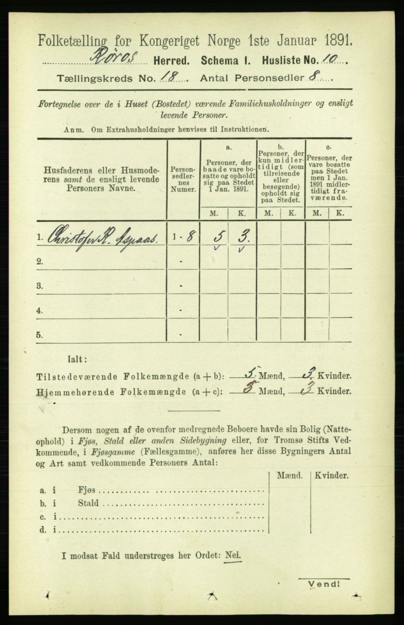 RA, 1891 census for 1640 Røros, 1891, p. 4810