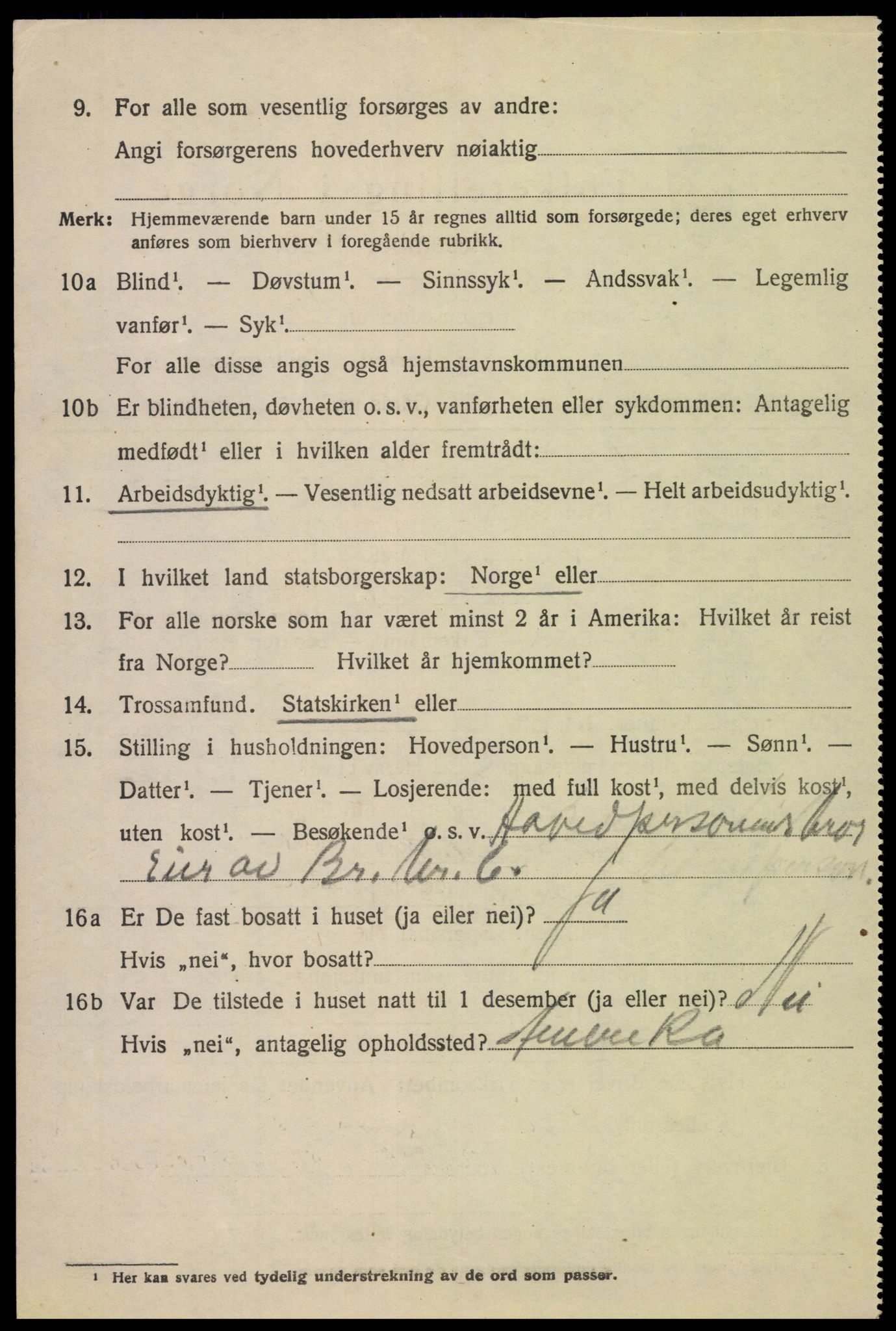 SAK, 1920 census for Fjotland, 1920, p. 1169