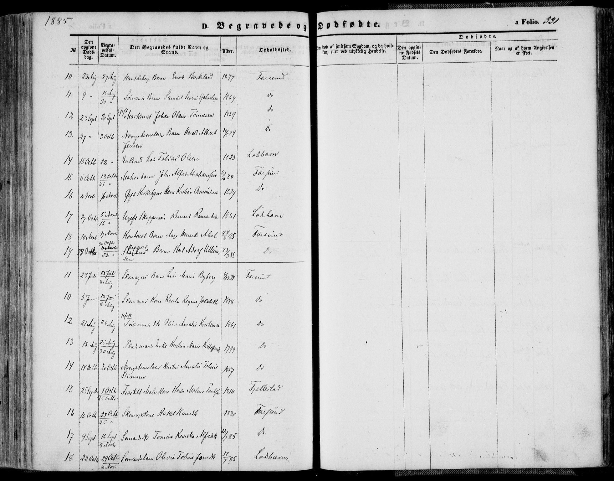 Farsund sokneprestkontor, SAK/1111-0009/F/Fa/L0005: Parish register (official) no. A 5, 1863-1886, p. 331