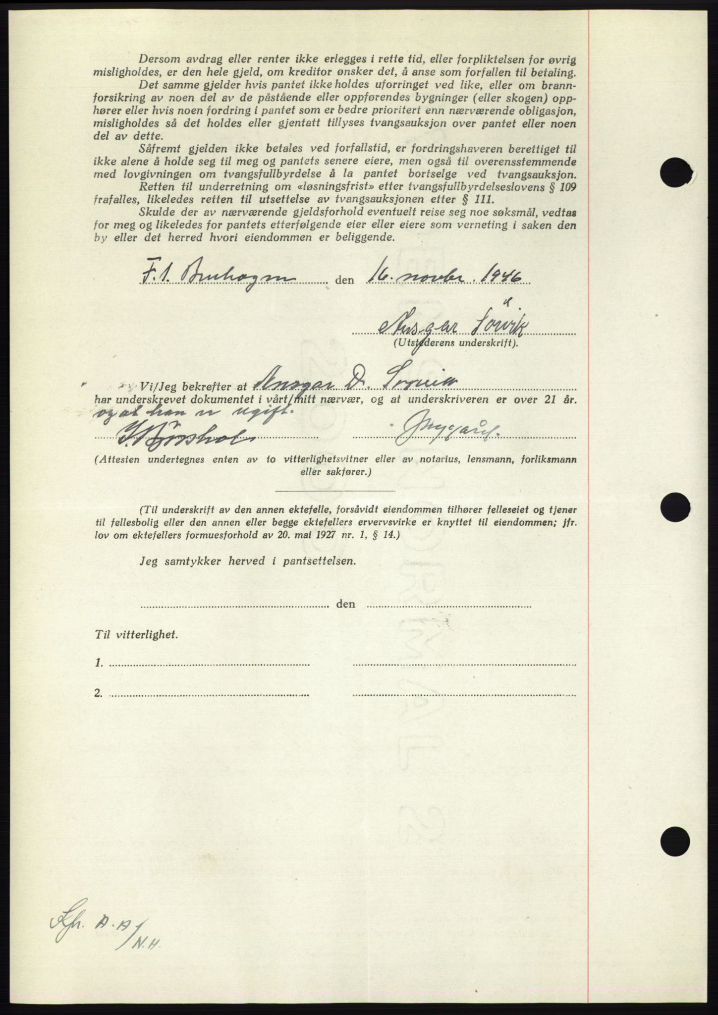 Nordmøre sorenskriveri, AV/SAT-A-4132/1/2/2Ca: Mortgage book no. B95, 1946-1947, Diary no: : 2462/1946