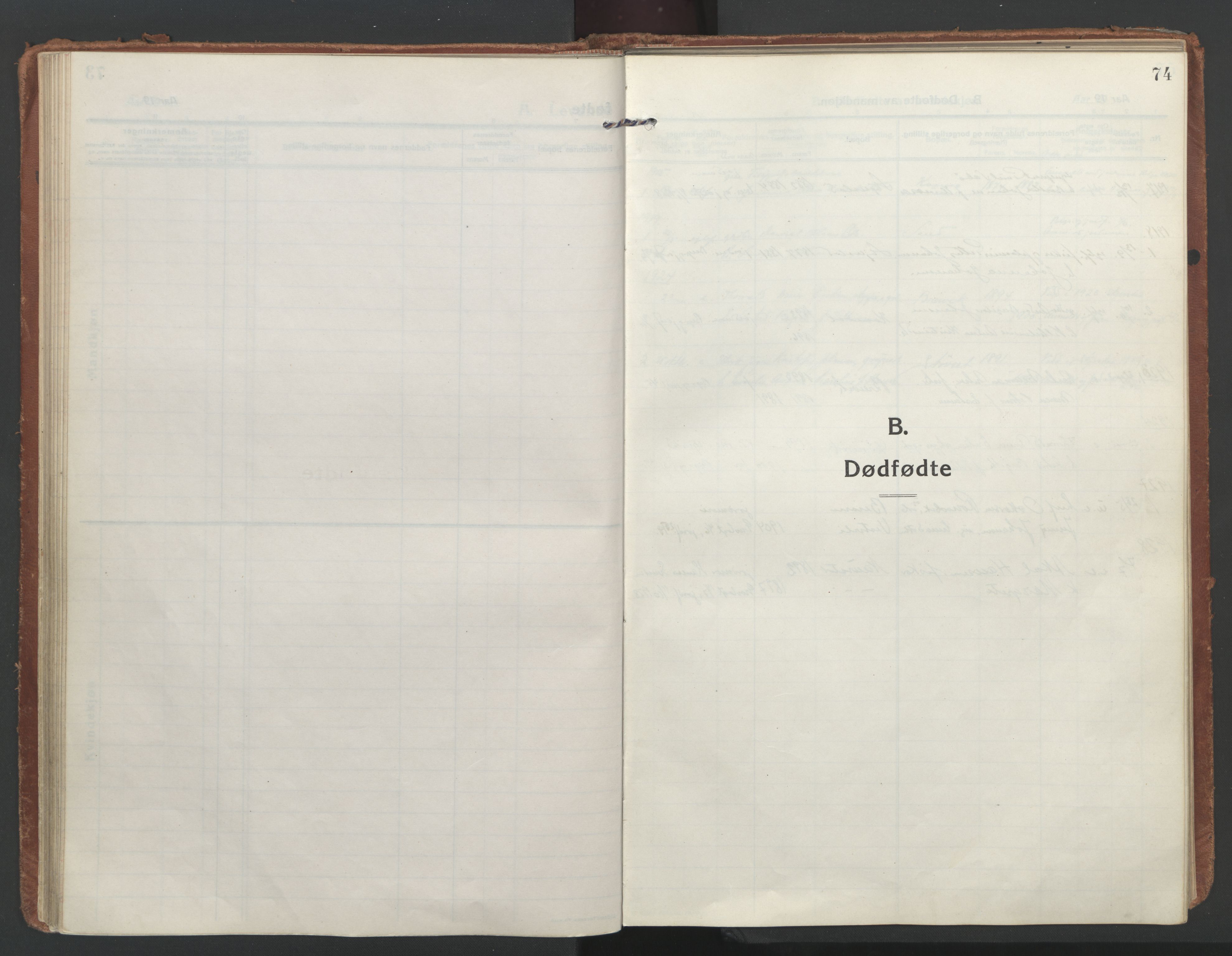Ministerialprotokoller, klokkerbøker og fødselsregistre - Nordland, SAT/A-1459/852/L0748: Parish register (official) no. 852A18, 1913-1932, p. 74