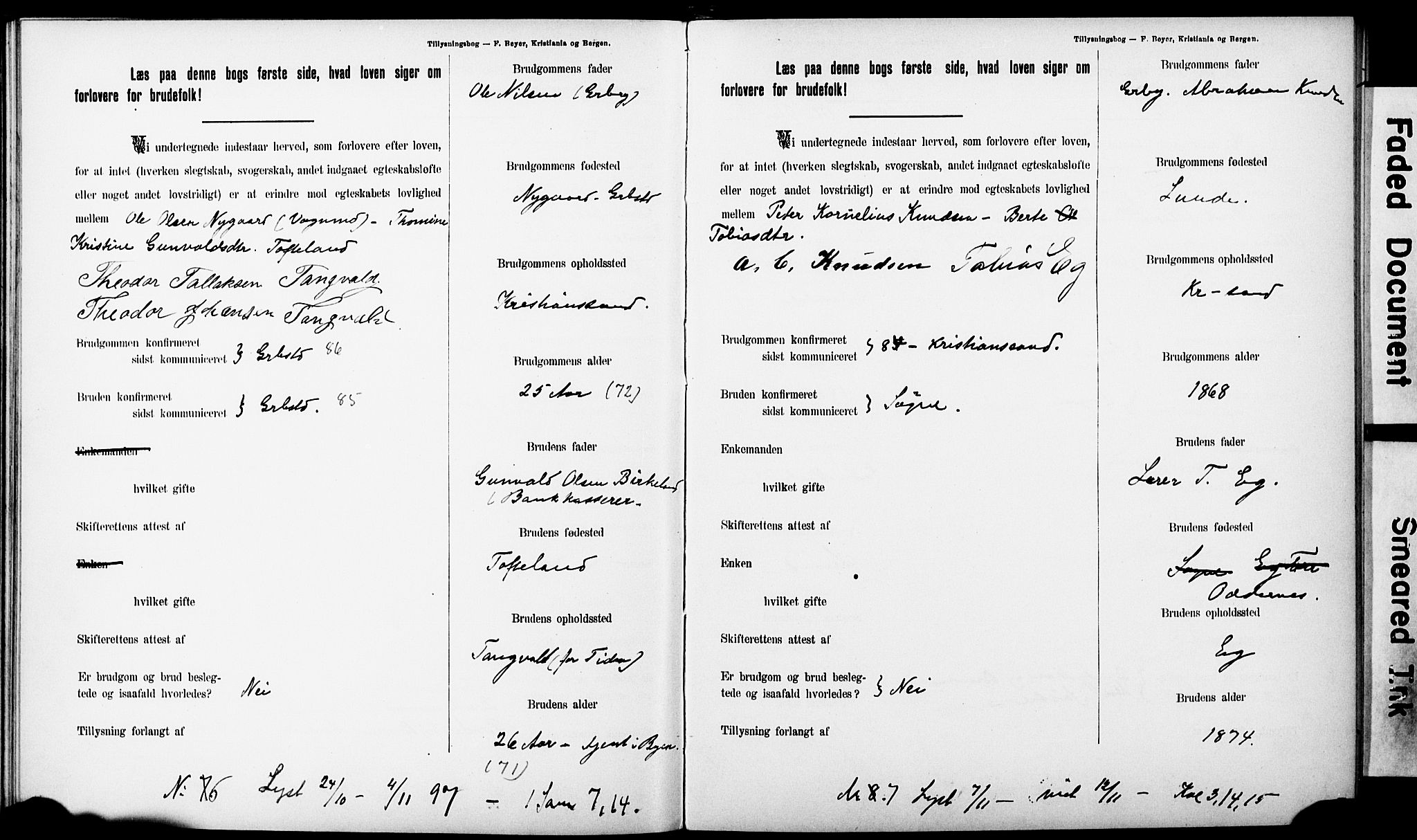 Ullensaker prestekontor Kirkebøker, AV/SAO-A-10236a/H/Ha/L0001: Banns register no. 1, 1892-1910