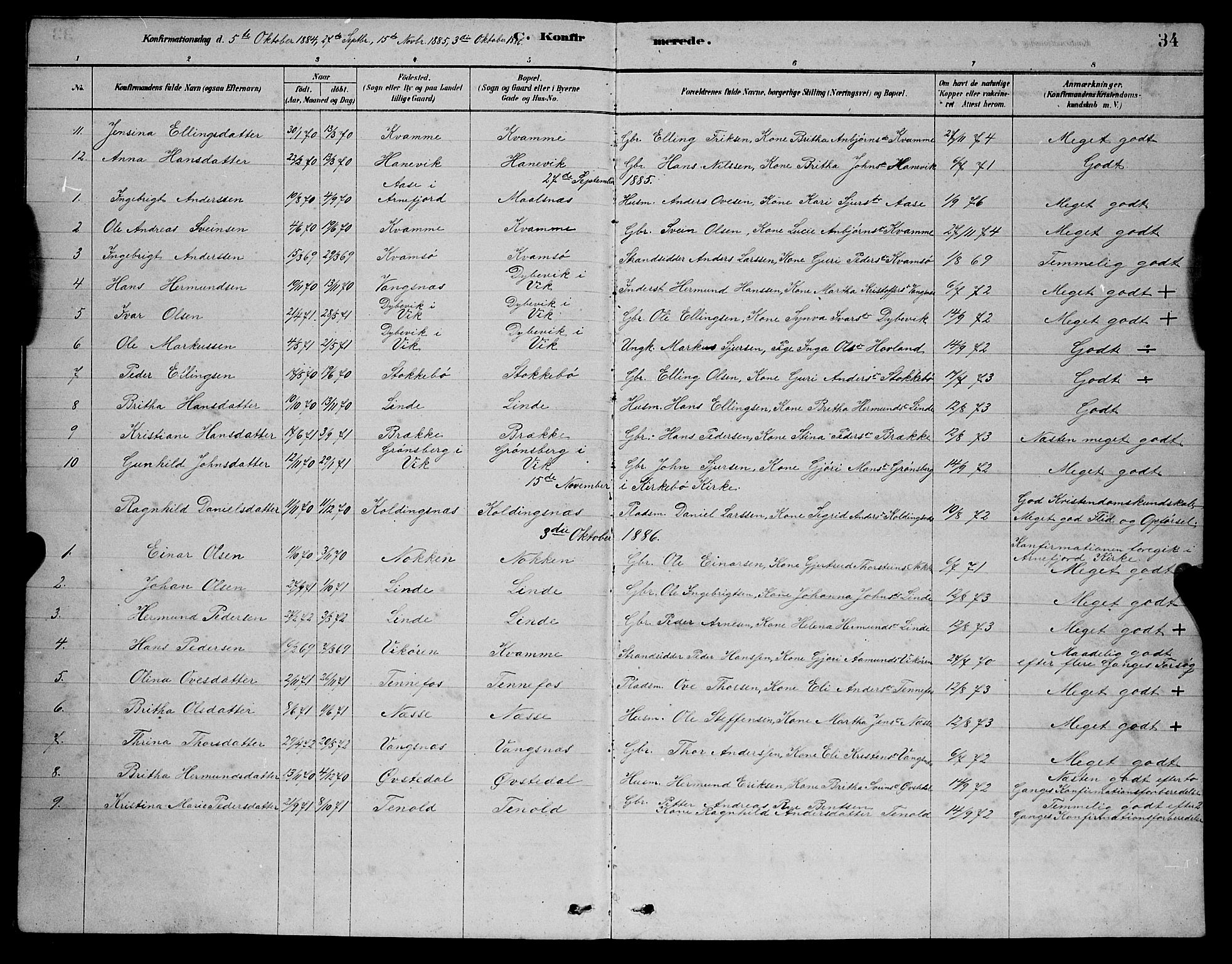 Balestrand sokneprestembete, AV/SAB-A-79601/H/Hab/Habc/L0002: Parish register (copy) no. C 2, 1878-1895, p. 34