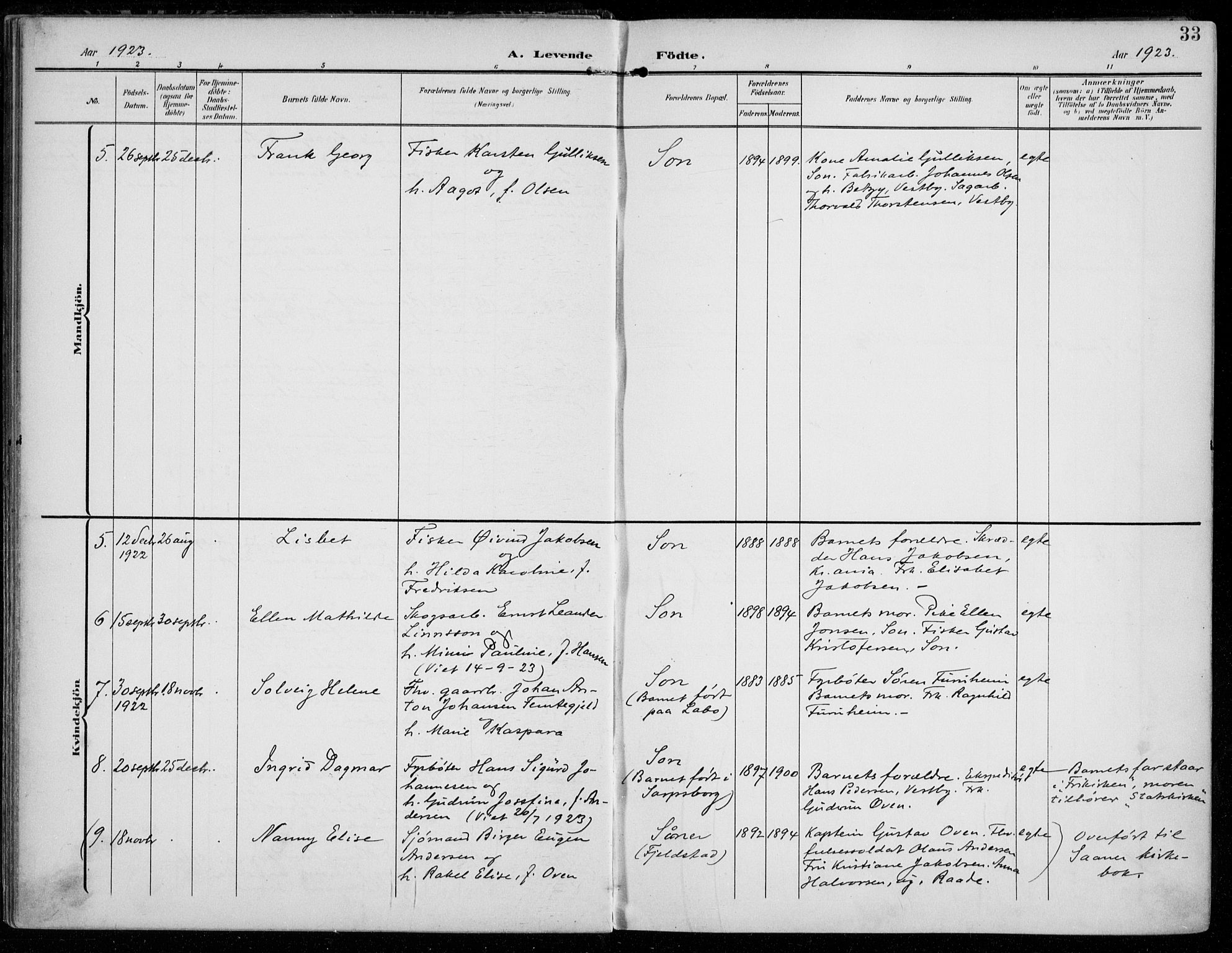 Vestby prestekontor Kirkebøker, SAO/A-10893/F/Fc/L0002: Parish register (official) no. III 2, 1906-1940, p. 33