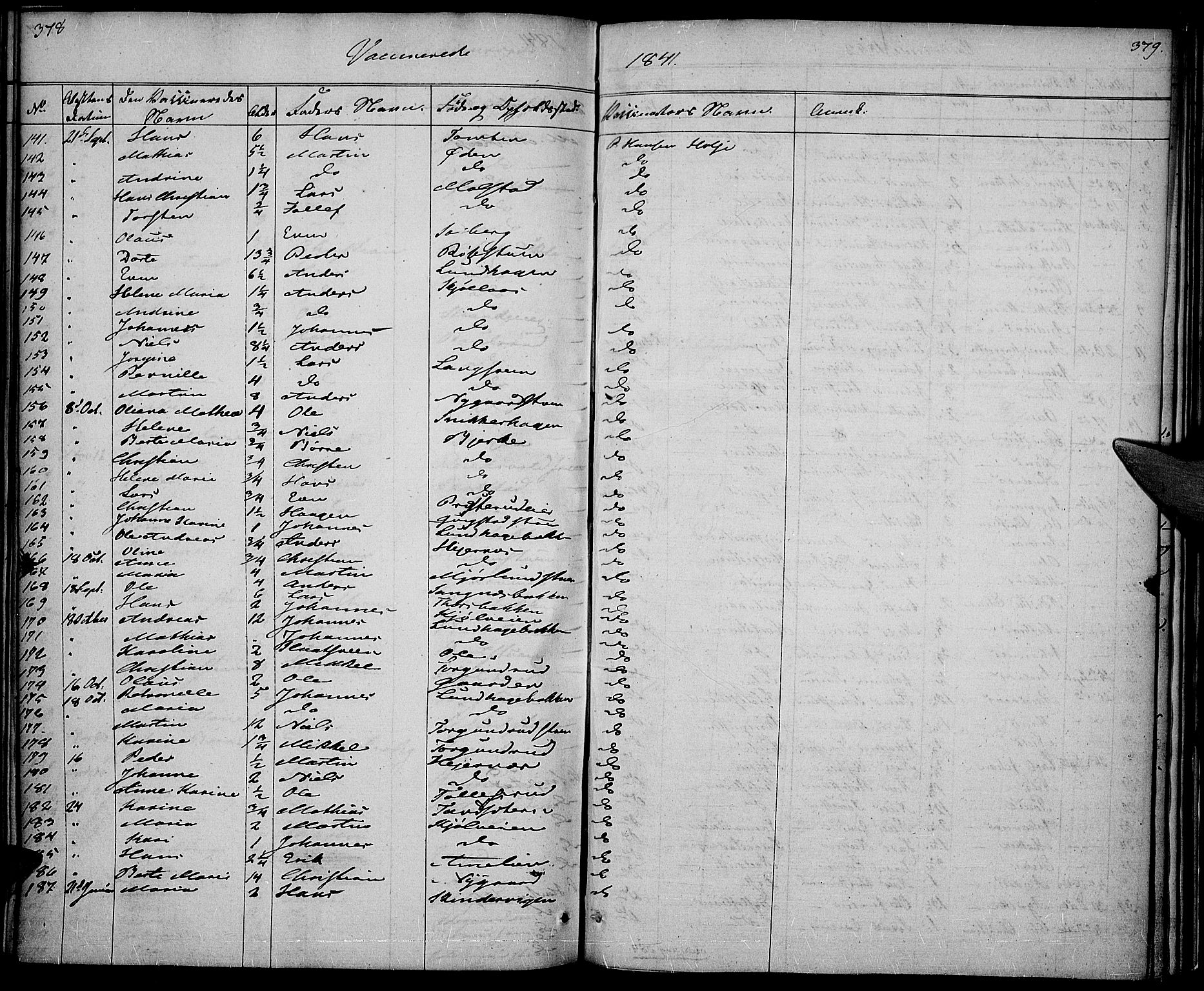 Vestre Toten prestekontor, SAH/PREST-108/H/Ha/Haa/L0003: Parish register (official) no. 3, 1836-1843, p. 378-379