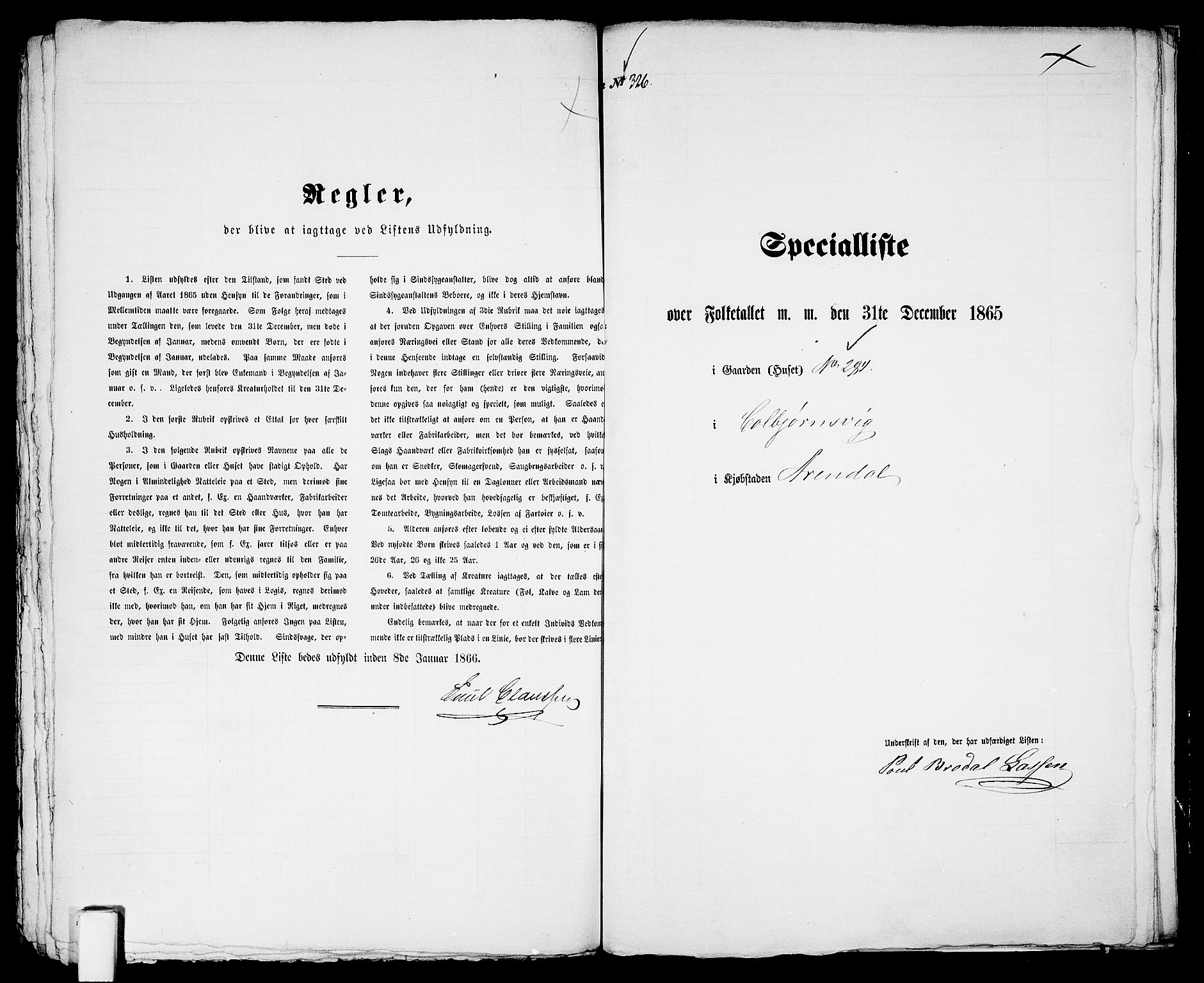 RA, 1865 census for Arendal, 1865, p. 660