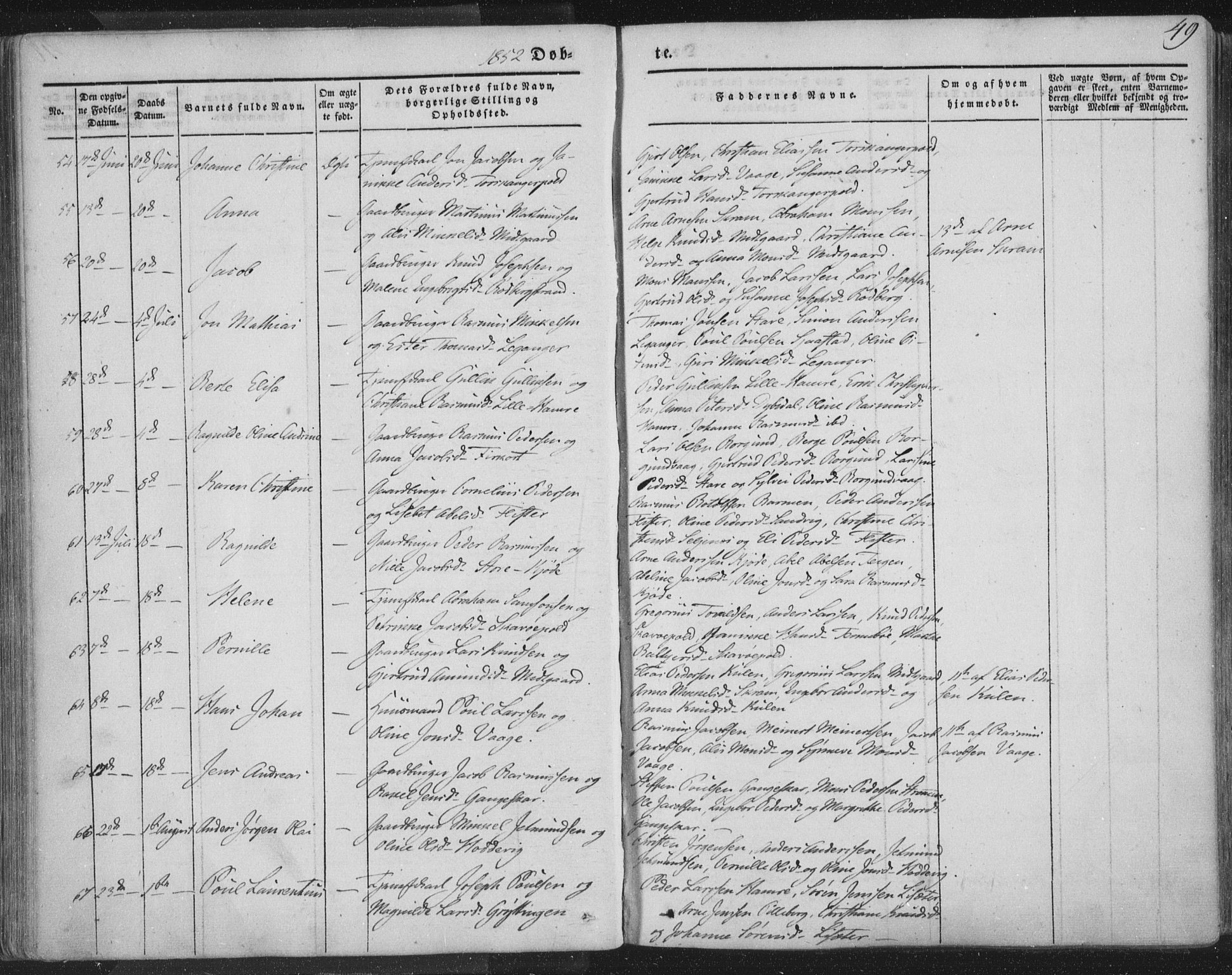 Selje sokneprestembete, SAB/A-99938/H/Ha/Haa/Haaa: Parish register (official) no. A 10, 1844-1858, p. 49