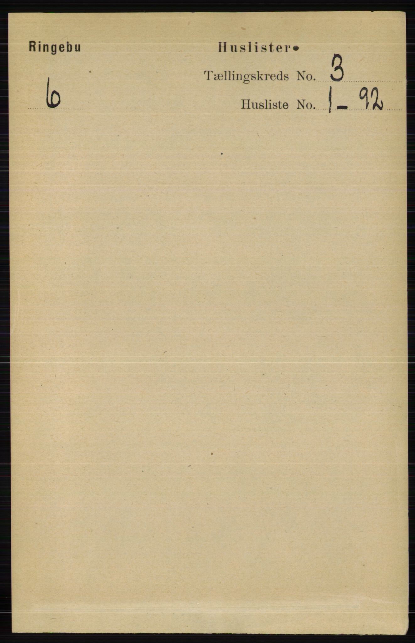RA, 1891 census for 0520 Ringebu, 1891, p. 626