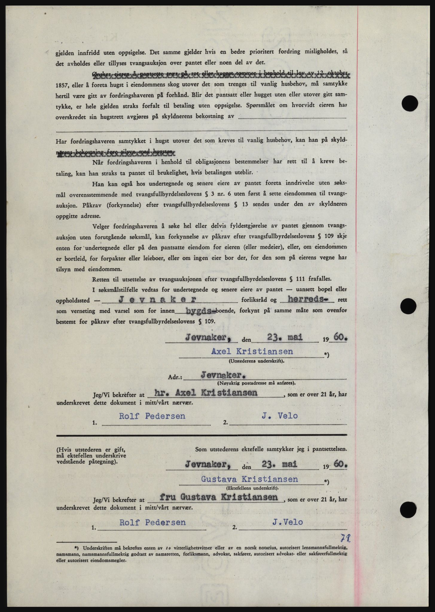 Hadeland og Land tingrett, SAH/TING-010/H/Hb/Hbc/L0043: Mortgage book no. B43, 1960-1960, Diary no: : 1767/1960