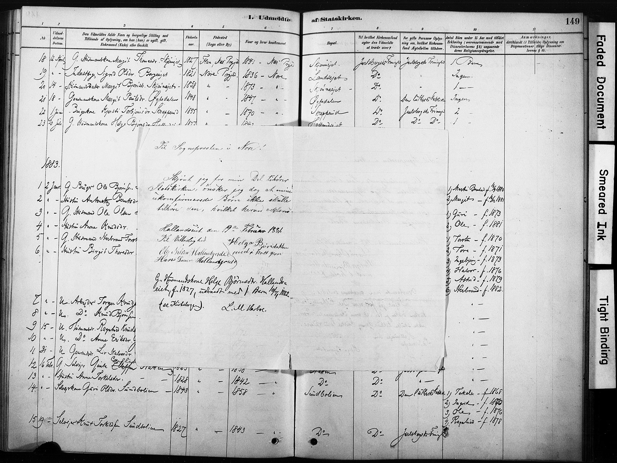 Nore kirkebøker, SAKO/A-238/F/Fb/L0001: Parish register (official) no. II 1, 1878-1886, p. 149