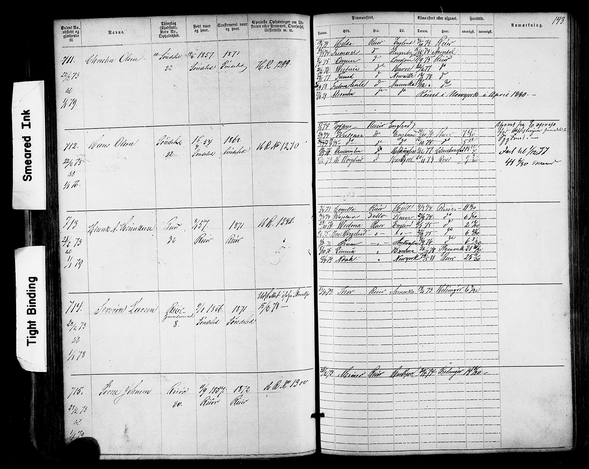 Risør mønstringskrets, SAK/2031-0010/F/Fa/L0003: Annotasjonsrulle nr 1-1913 med register, T-7, 1863-1899, p. 79