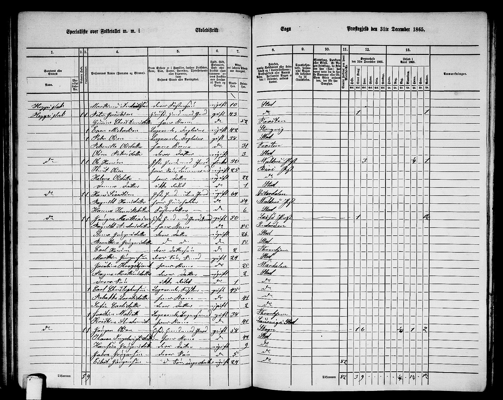 RA, 1865 census for Stod, 1865, p. 81