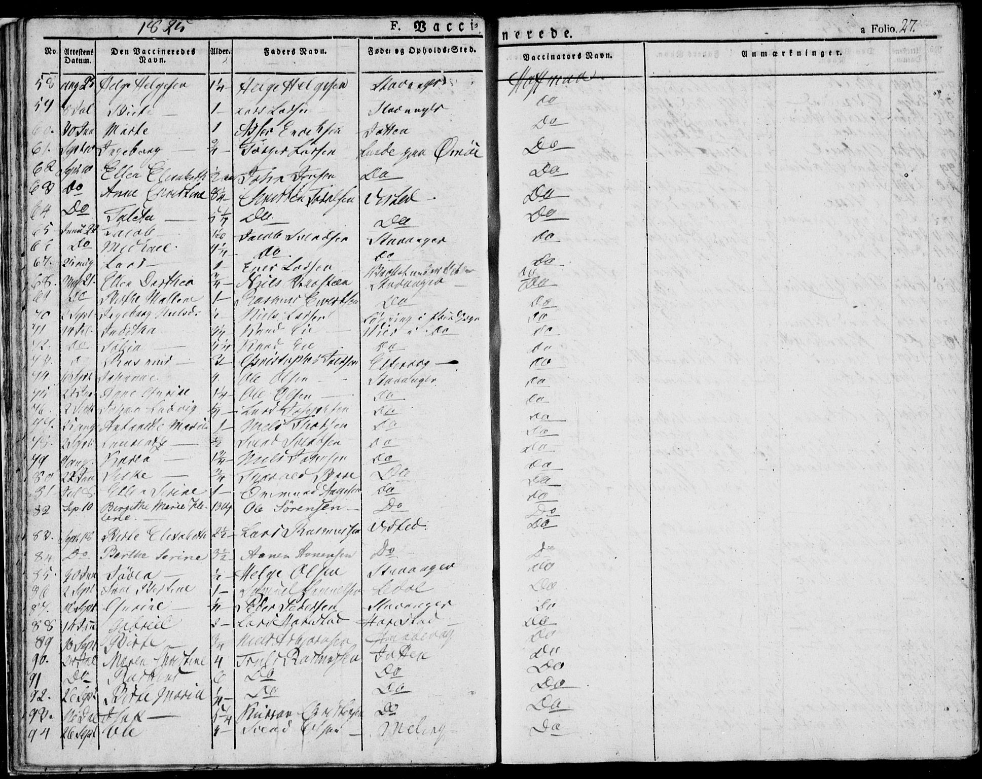 Domkirken sokneprestkontor, AV/SAST-A-101812/001/30/30BA/L0010: Parish register (official) no. A 10, 1821-1859, p. 27