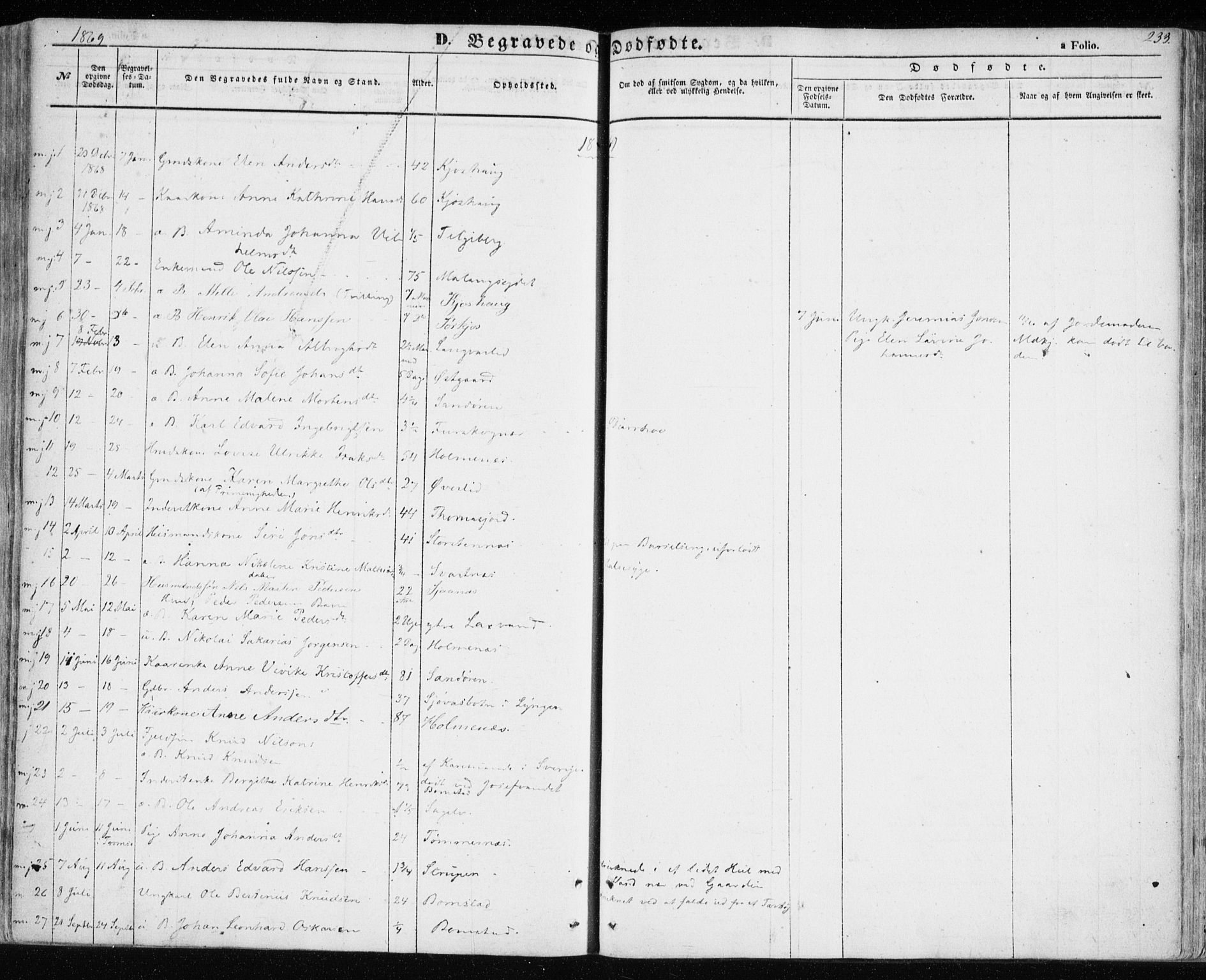 Balsfjord sokneprestembete, AV/SATØ-S-1303/G/Gaa/L0003kirke: Parish register (official) no. 3, 1856-1870, p. 233