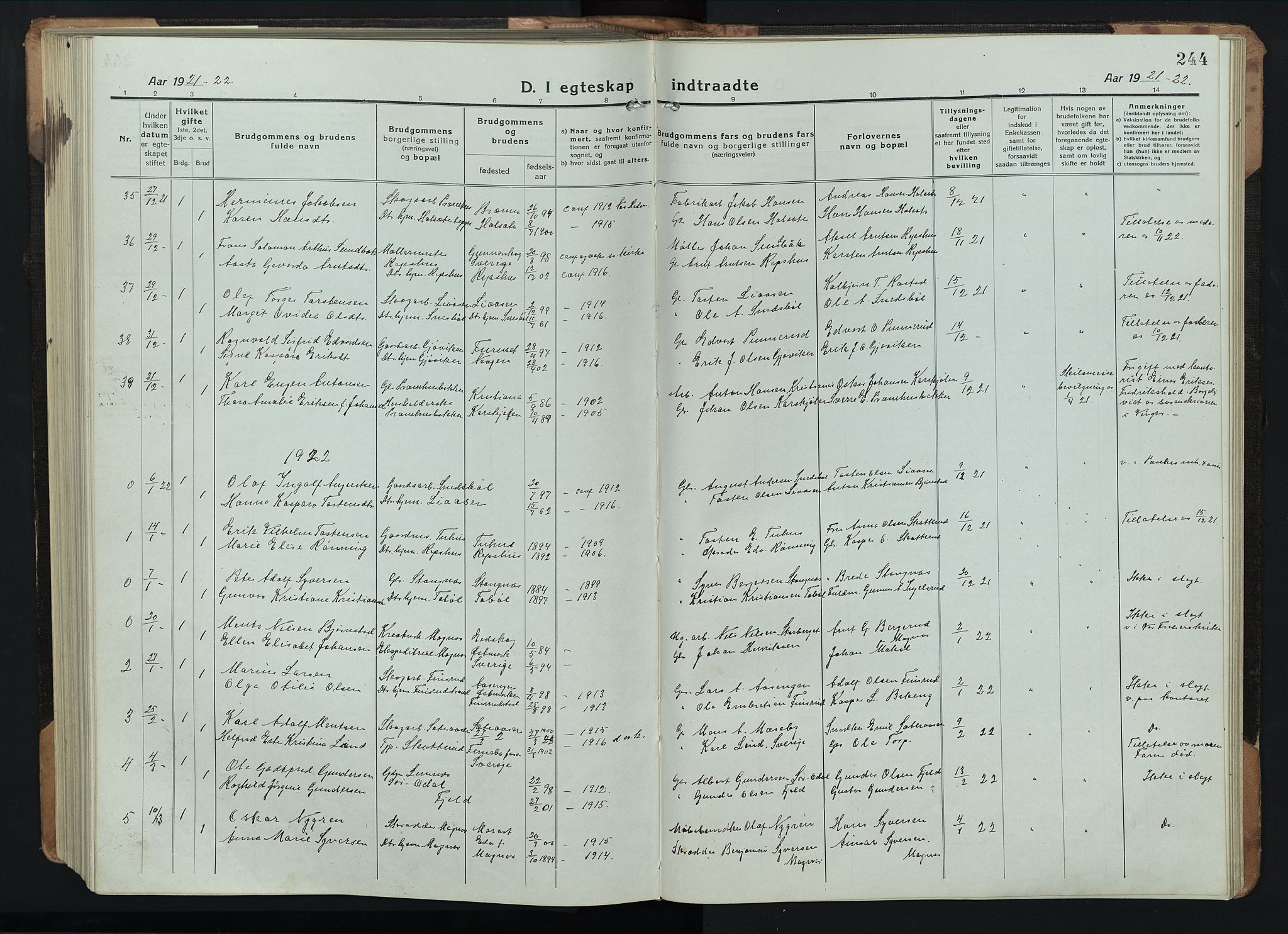 Eidskog prestekontor, AV/SAH-PREST-026/H/Ha/Hab/L0005: Parish register (copy) no. 5, 1916-1946, p. 244