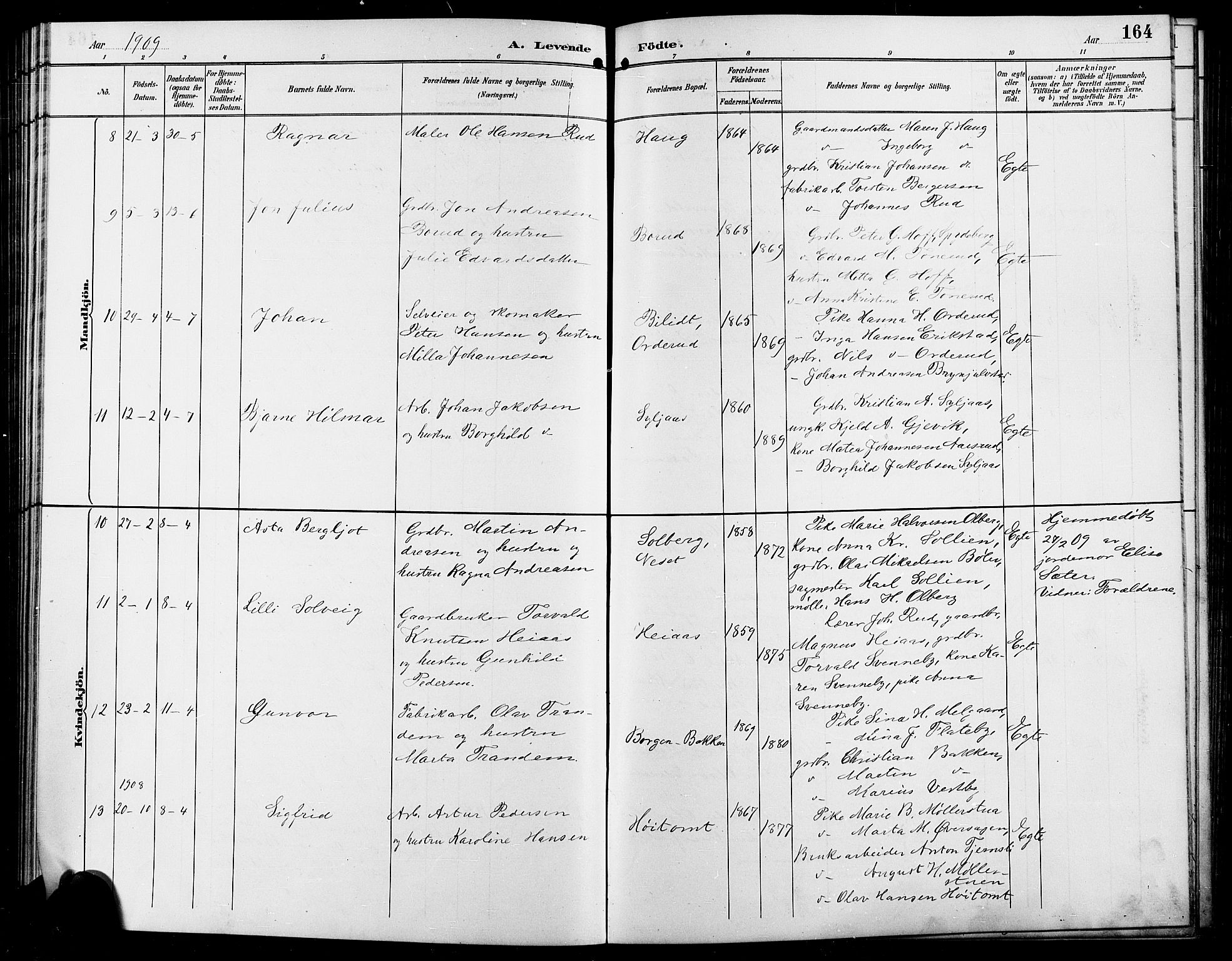 Enebakk prestekontor Kirkebøker, SAO/A-10171c/G/Ga/L0006: Parish register (copy) no. I 6, 1889-1911, p. 164