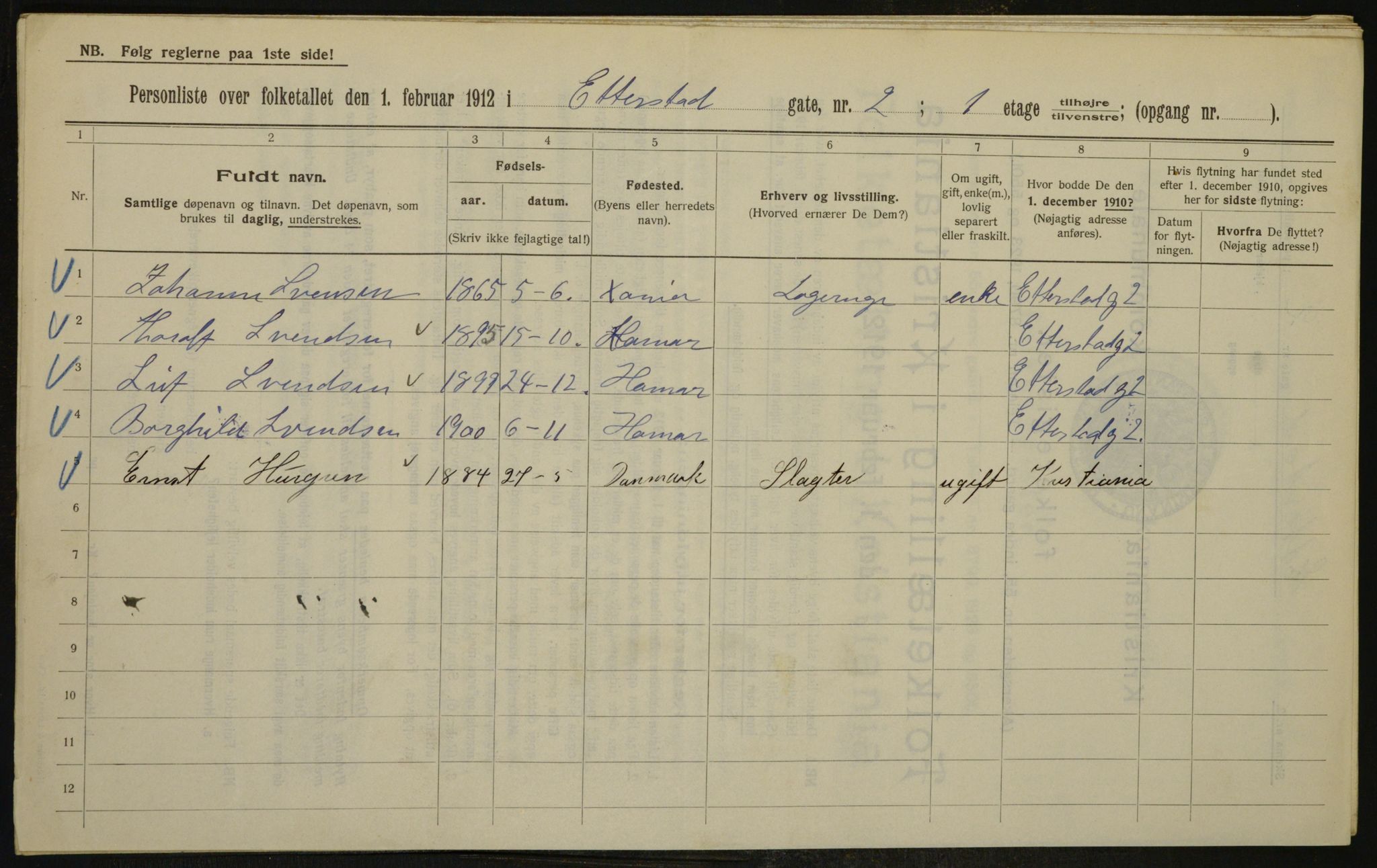 OBA, Municipal Census 1912 for Kristiania, 1912, p. 22303