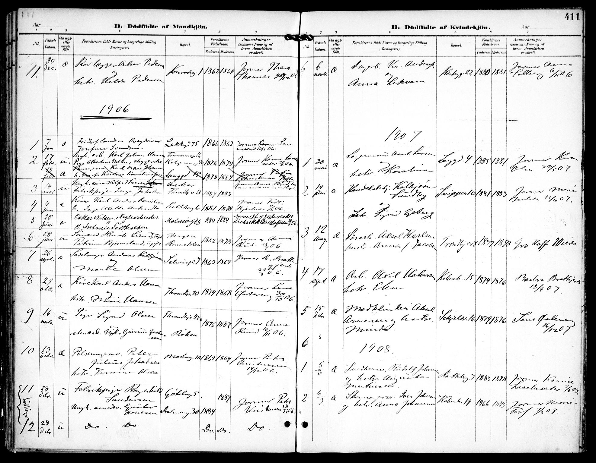 Petrus prestekontor Kirkebøker, AV/SAO-A-10872/F/Fa/L0008: Parish register (official) no. 8, 1899-1909, p. 411